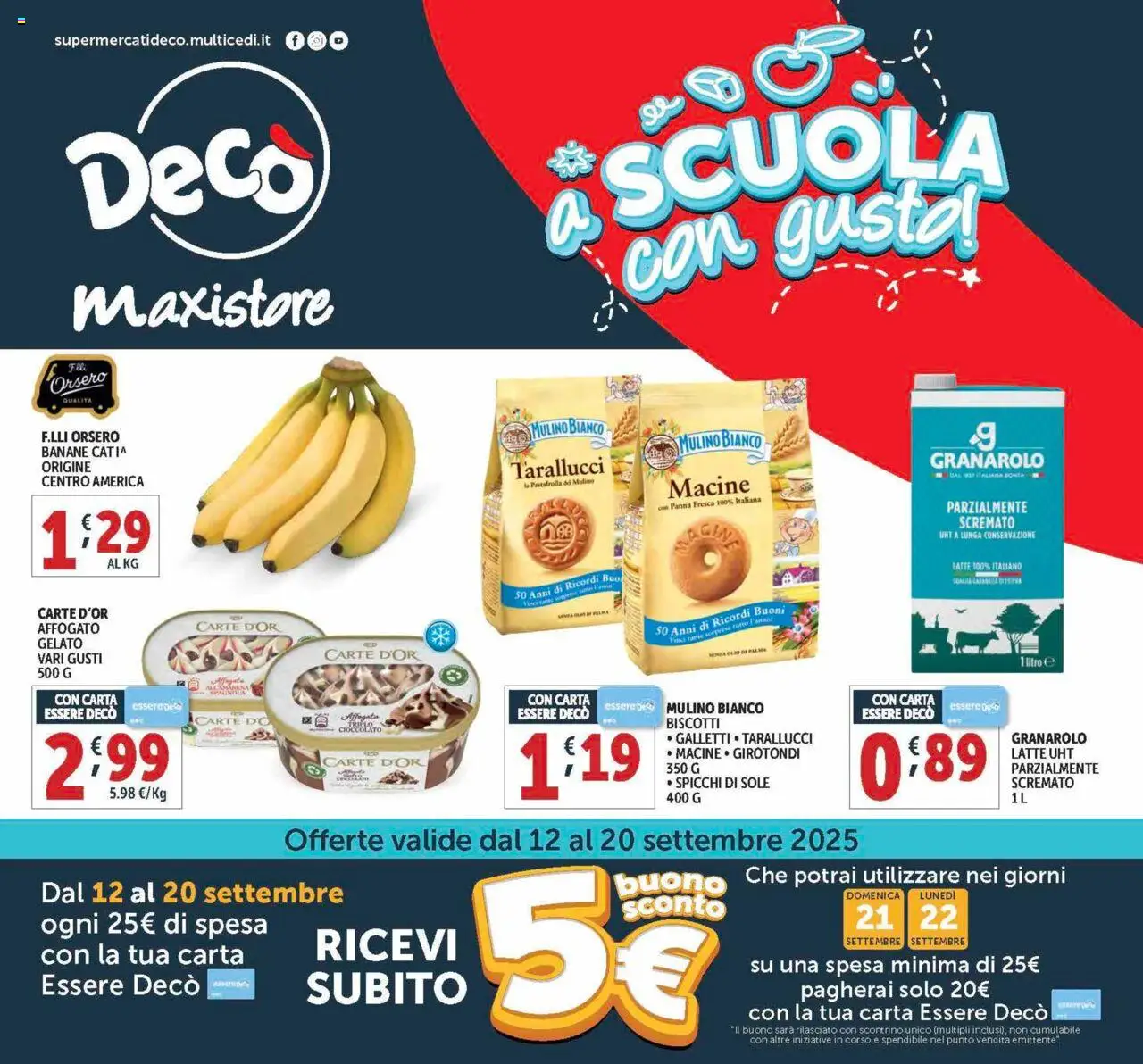 Volantino Decò del 12.09.2025 | Pagina: 1 | Prodotti: Panna, Biscotti, Gelato, Latte
