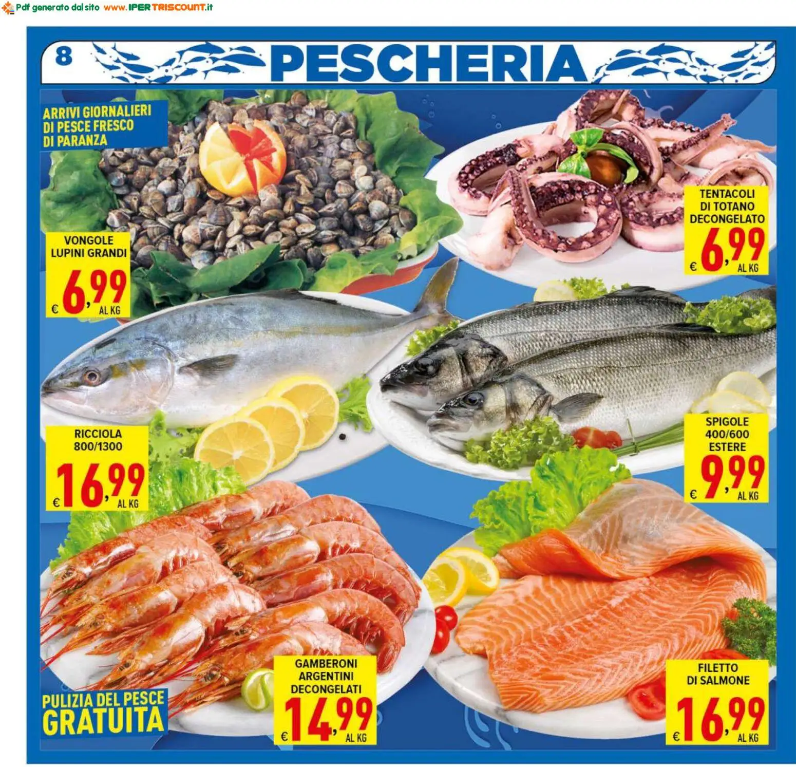 Volantino Ipertriscount del 06.03.2026 | Pagina: 8 | Prodotti: Lupini, Salmone, Pesce, Vongole