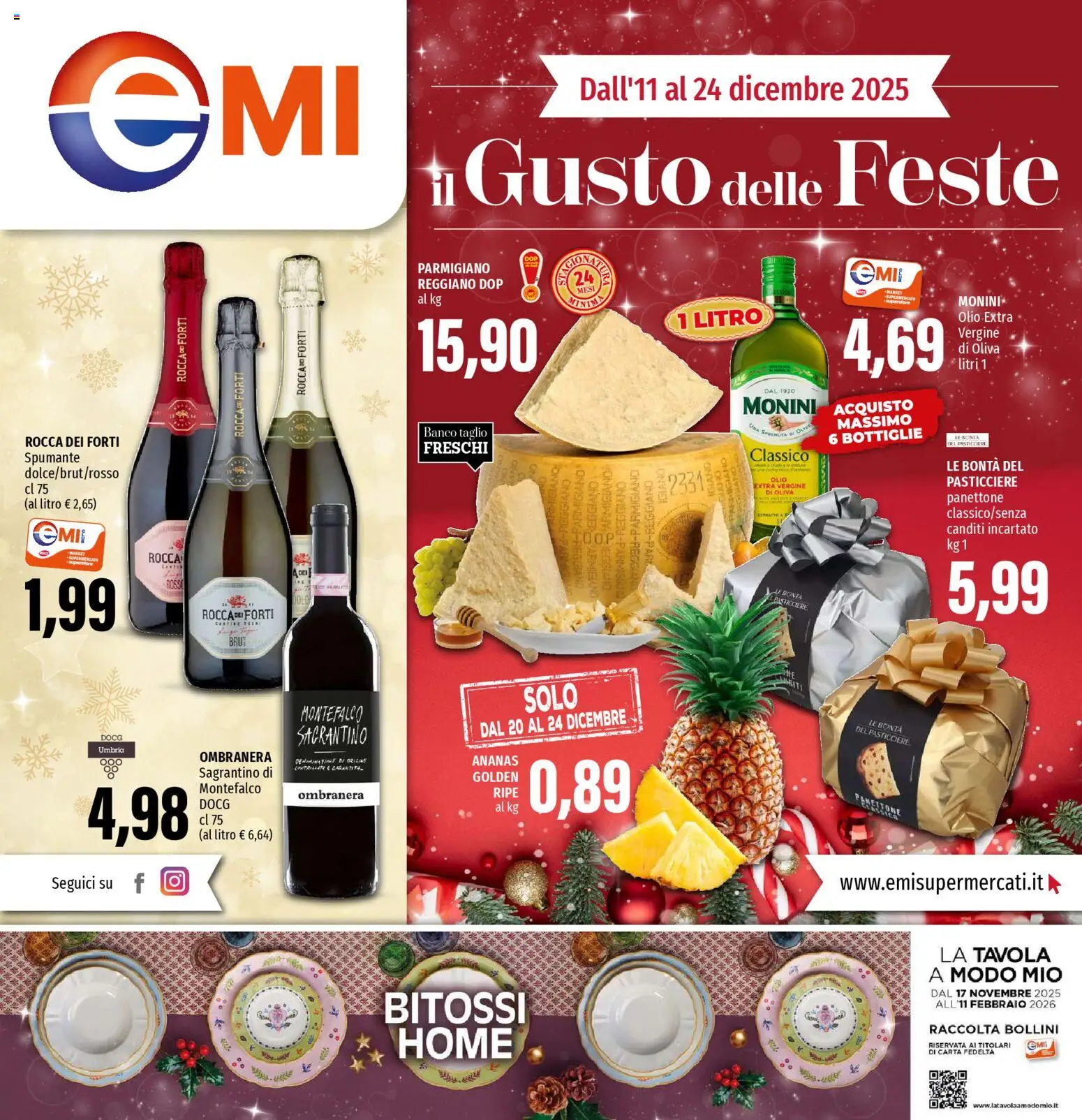 Volantino EMI del 11.12.2025 | Pagina: 1 | Prodotti: Olio, The, Spumante, Parmigiano