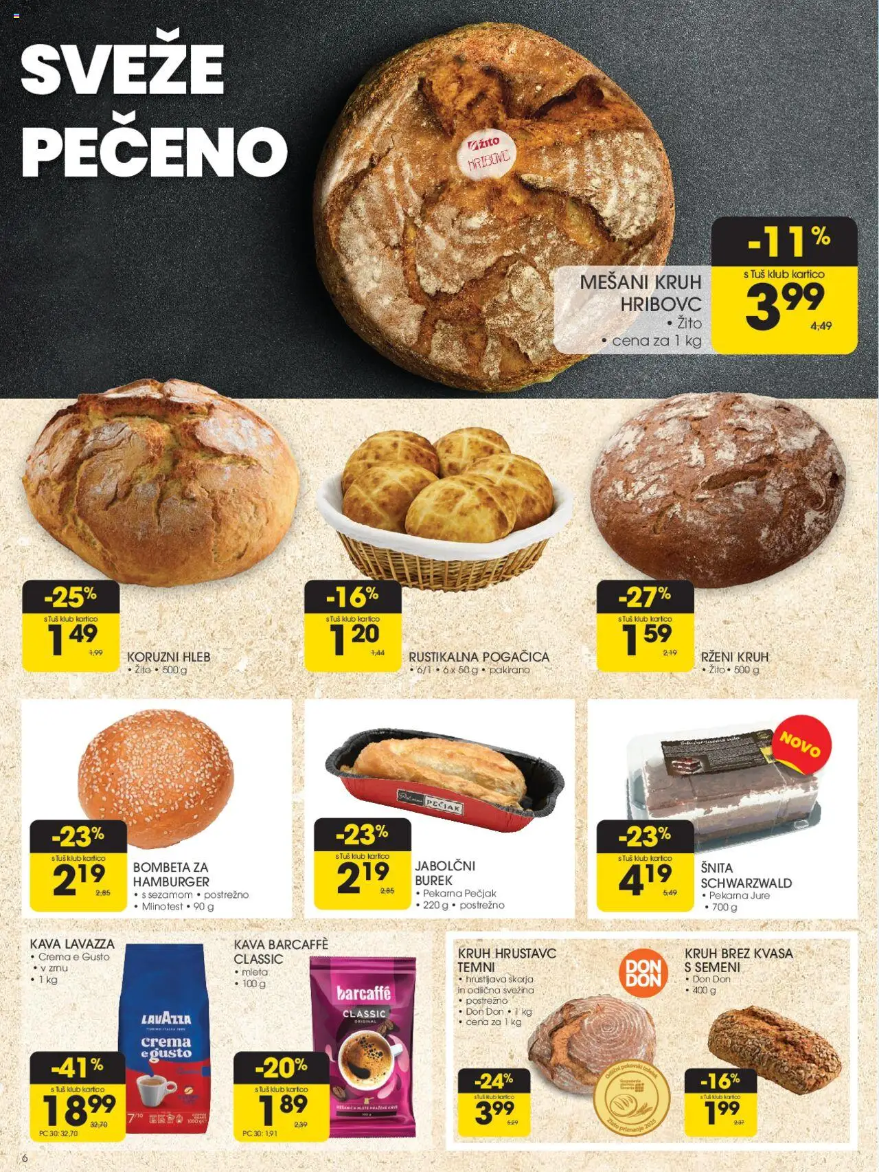 Tuš katalog │ velja od 13.08.2025 | Stran: 6 | Izdelki: Pekarna, Kruh, Kava
