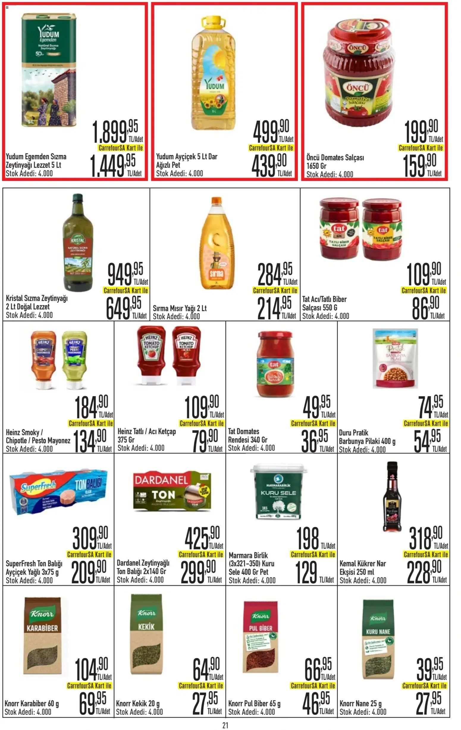 CarrefourSA Katalog - 09.03.2026 tarihinden itibaren geçerlidir | Sayfa: 21 | Ürünler: Pilaki, Domates, Mayonez, Ton balığı