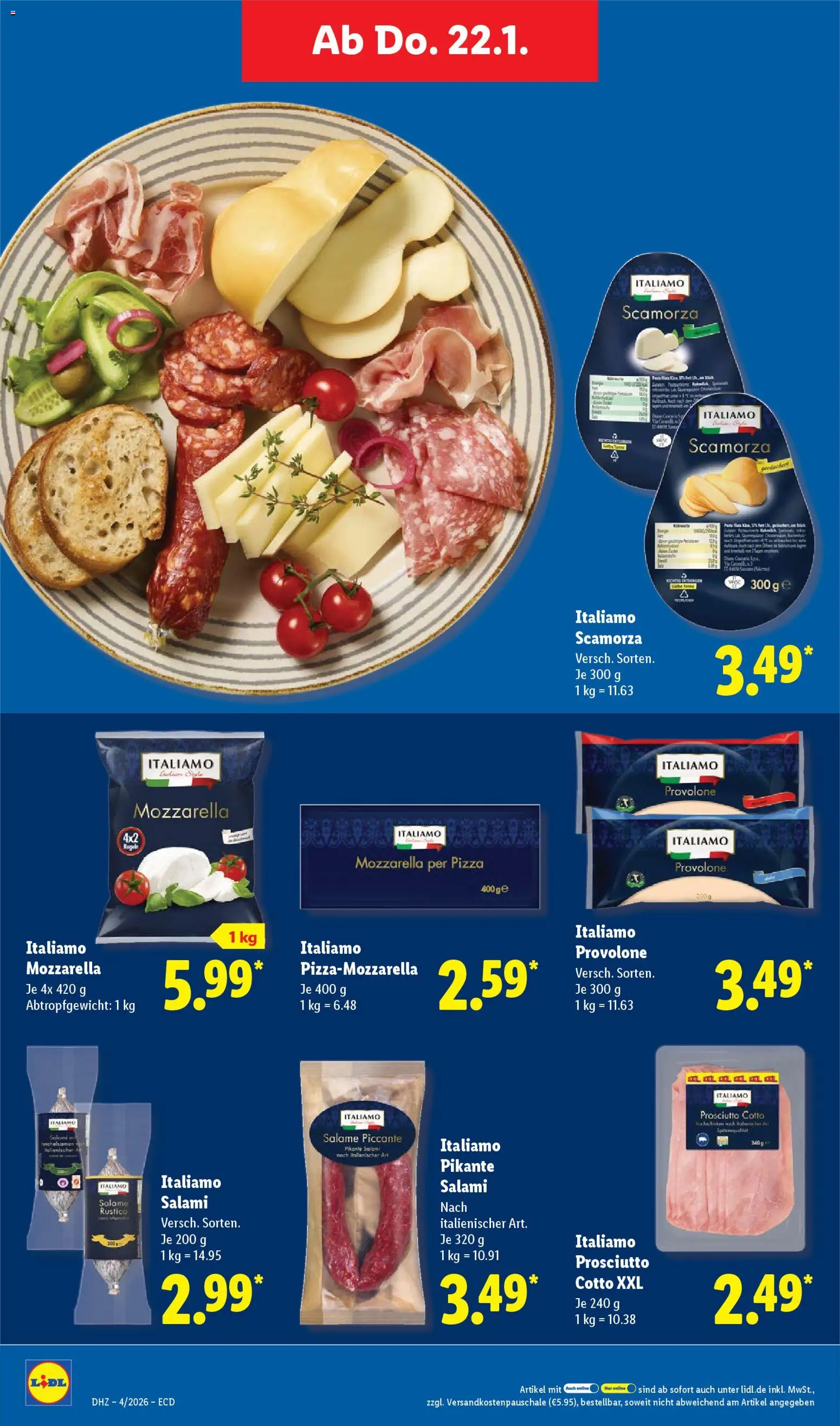 Lidl - Prospekt – gültig ab 19.01.2026 | Seite: 50 | Produkte: Mozzarella, Salami, Pizza