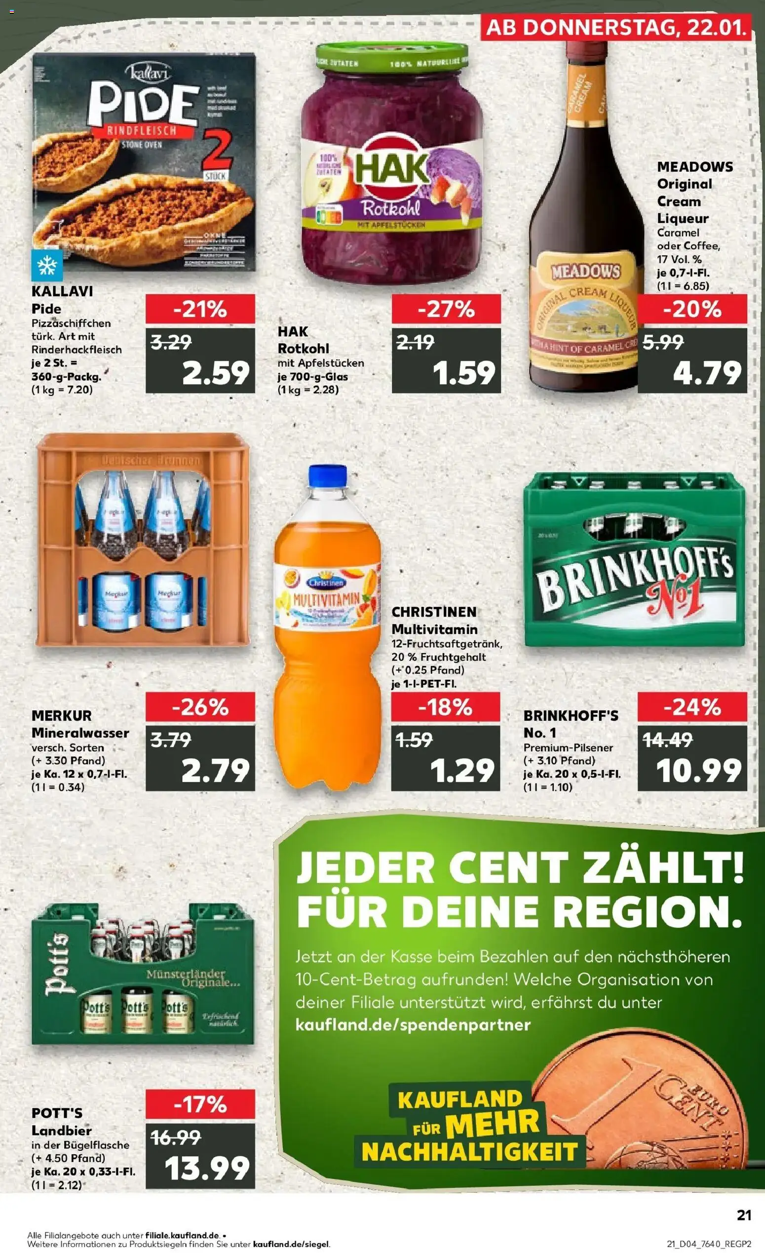 Kaufland prospekt Beckum	 – gültig ab 25.01.2026 | Seite: 21 | Produkte: Rotkohl, Mineralwasser, Pizza, Rindfleisch