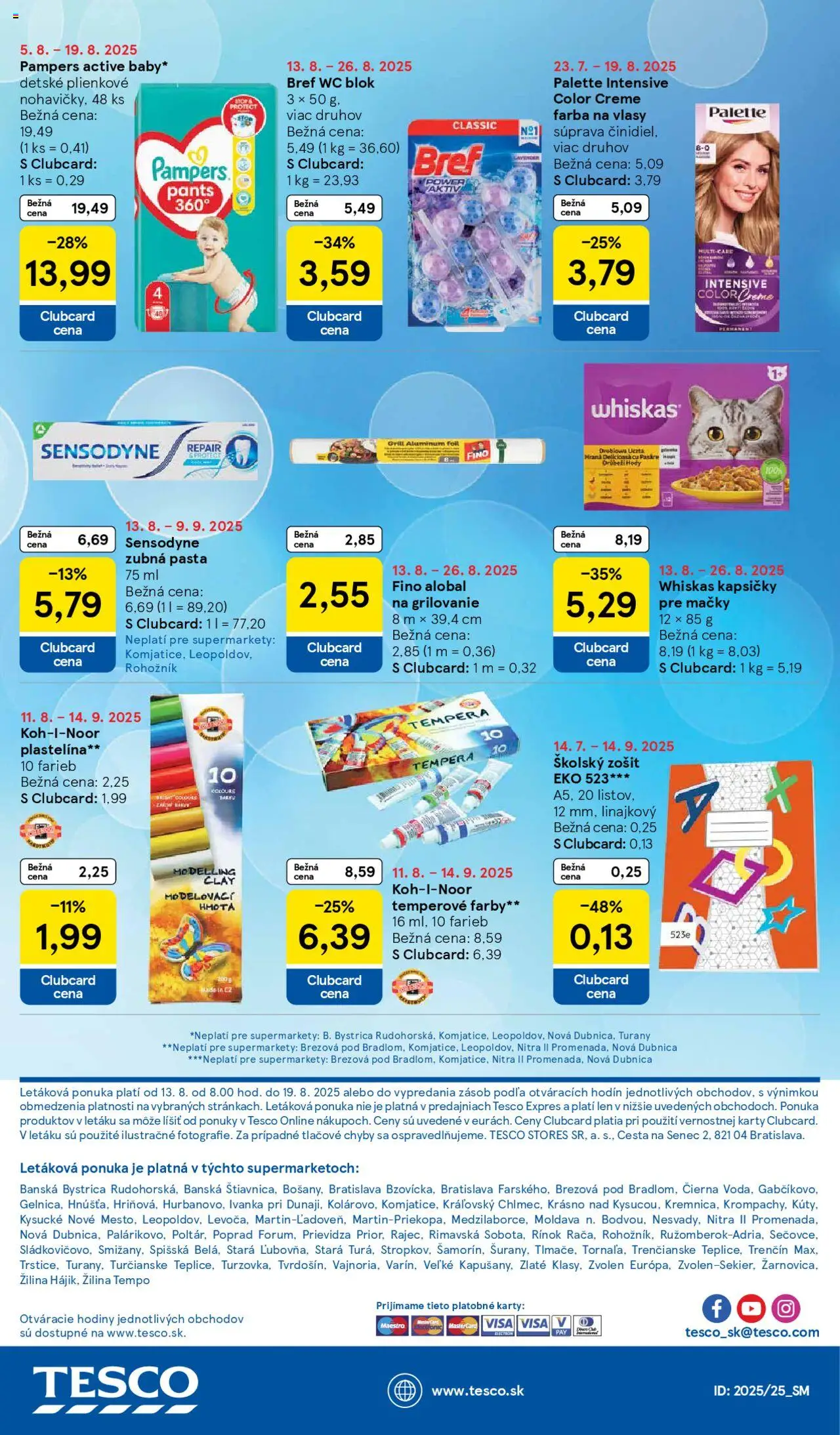 Tesco Supermarket - leták │ platný od 13.08.2025 | Strana: 24 | Produkty: Hodiny, Zubná pasta, Wc blok, Notebook