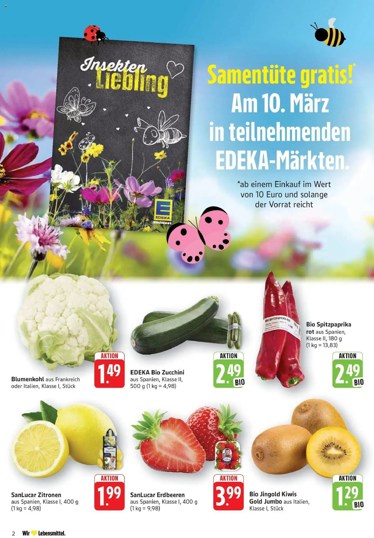 Edeka prospekt Walldorf	 – gültig ab 09.03.2026 | Seite: 2 | Produkte: Blumenkohl, Zucchini, Kiwi, Zitronen