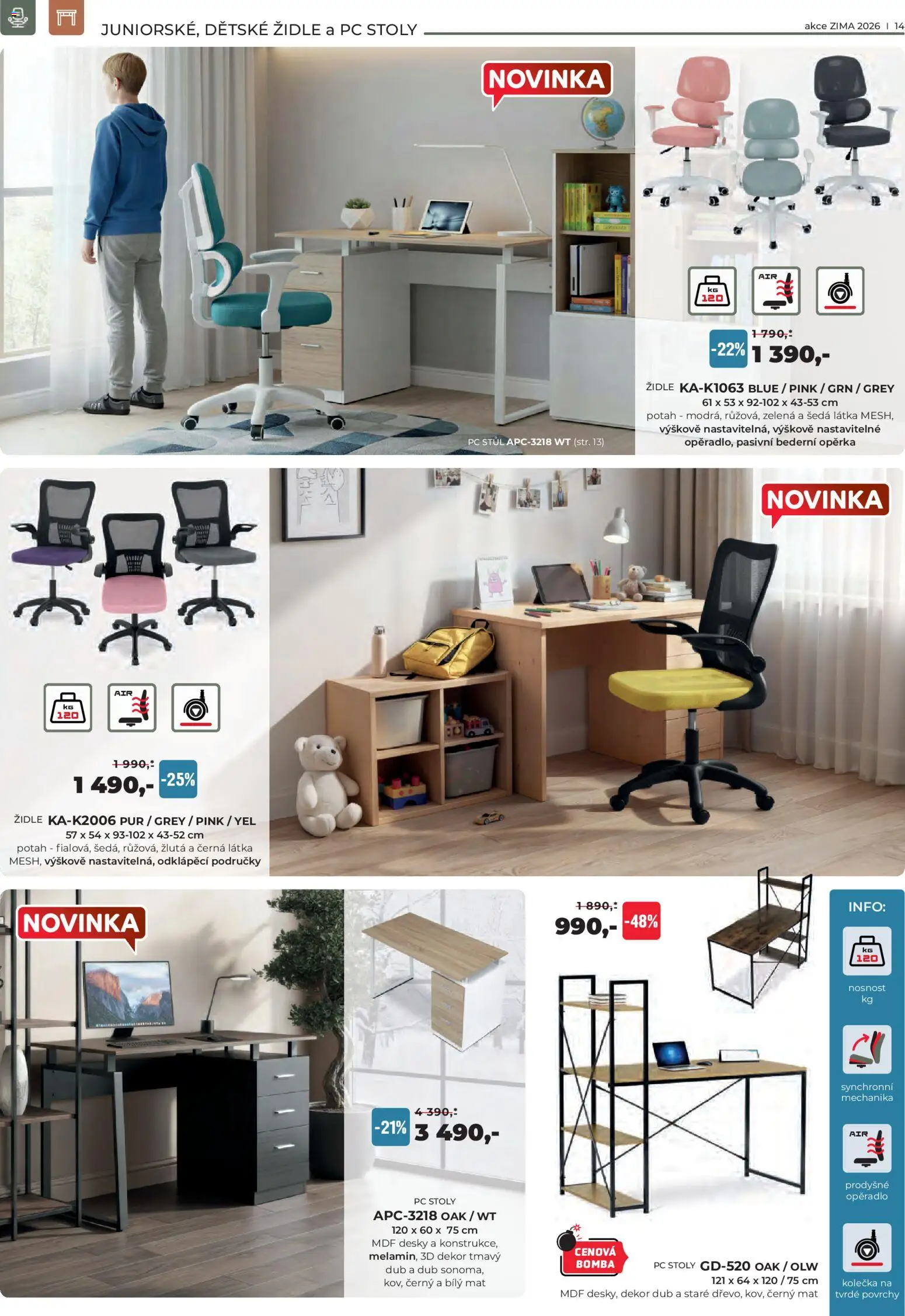 Jamall nábytek leták od 15.01.2026 | Strana: 14 | Produkty: PC, Stůl, Židle, Desky