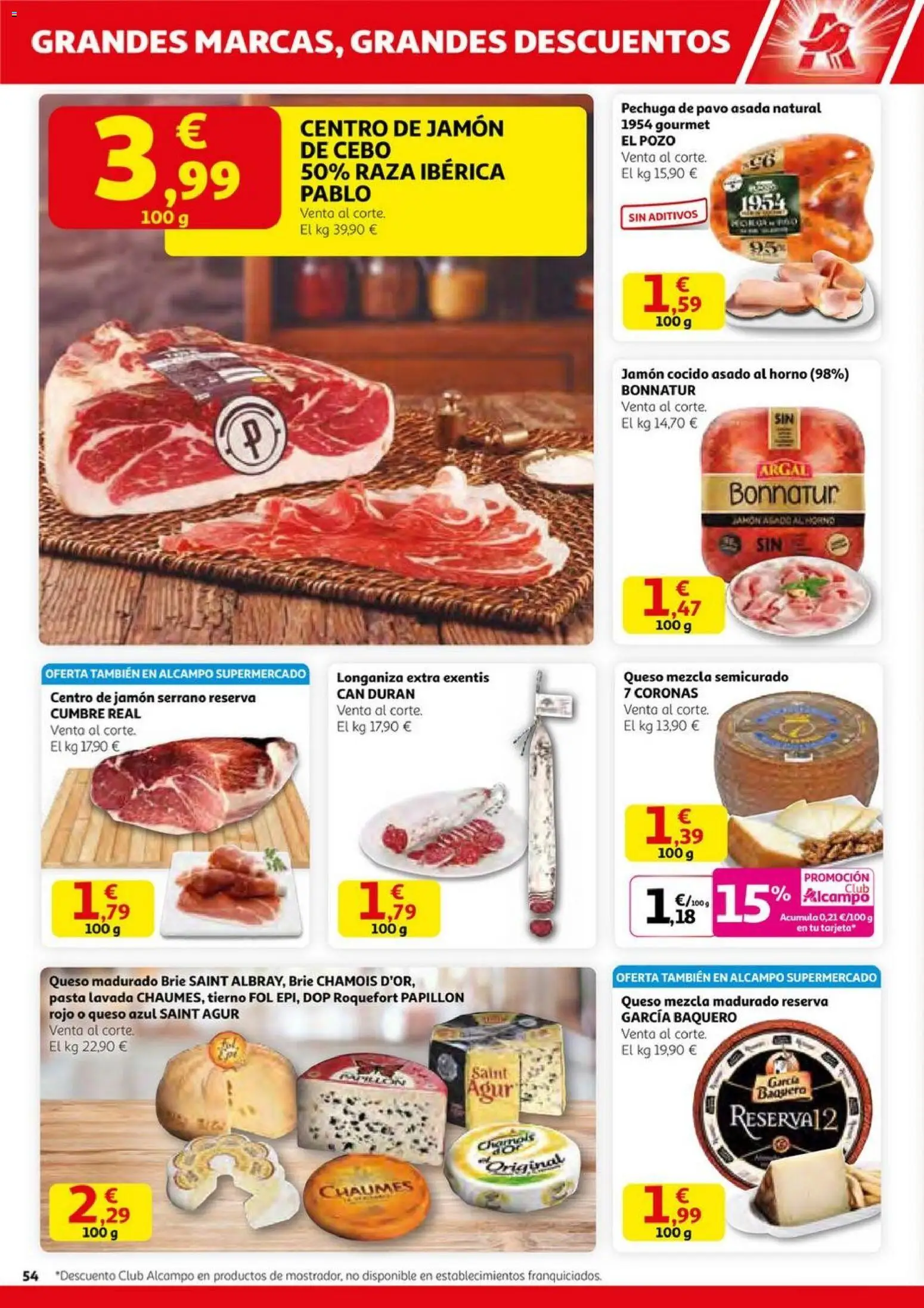 Alcampo - HG Pio XII Unificado  │ válido desde el 23.10.2025 | Página: 54 | Productos: Queso, Jamón cocido, Pasta, Horno