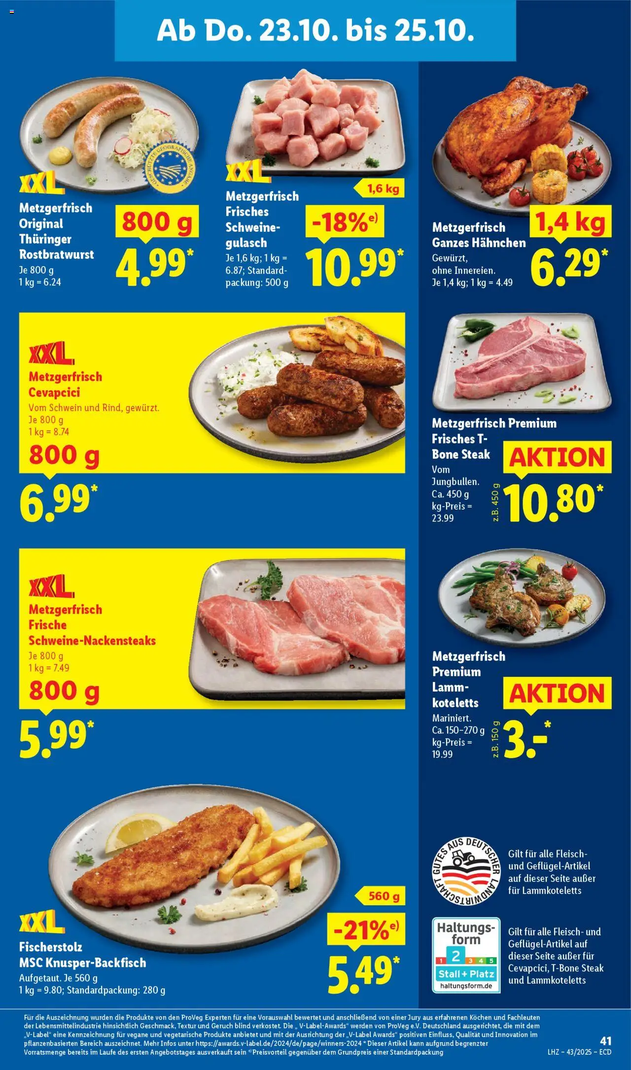 Lidl - Prospekt – gültig ab 20.10.2025 | Seite: 63 | Produkte: Hahnchen, Cevapcici, Steak, Fleisch