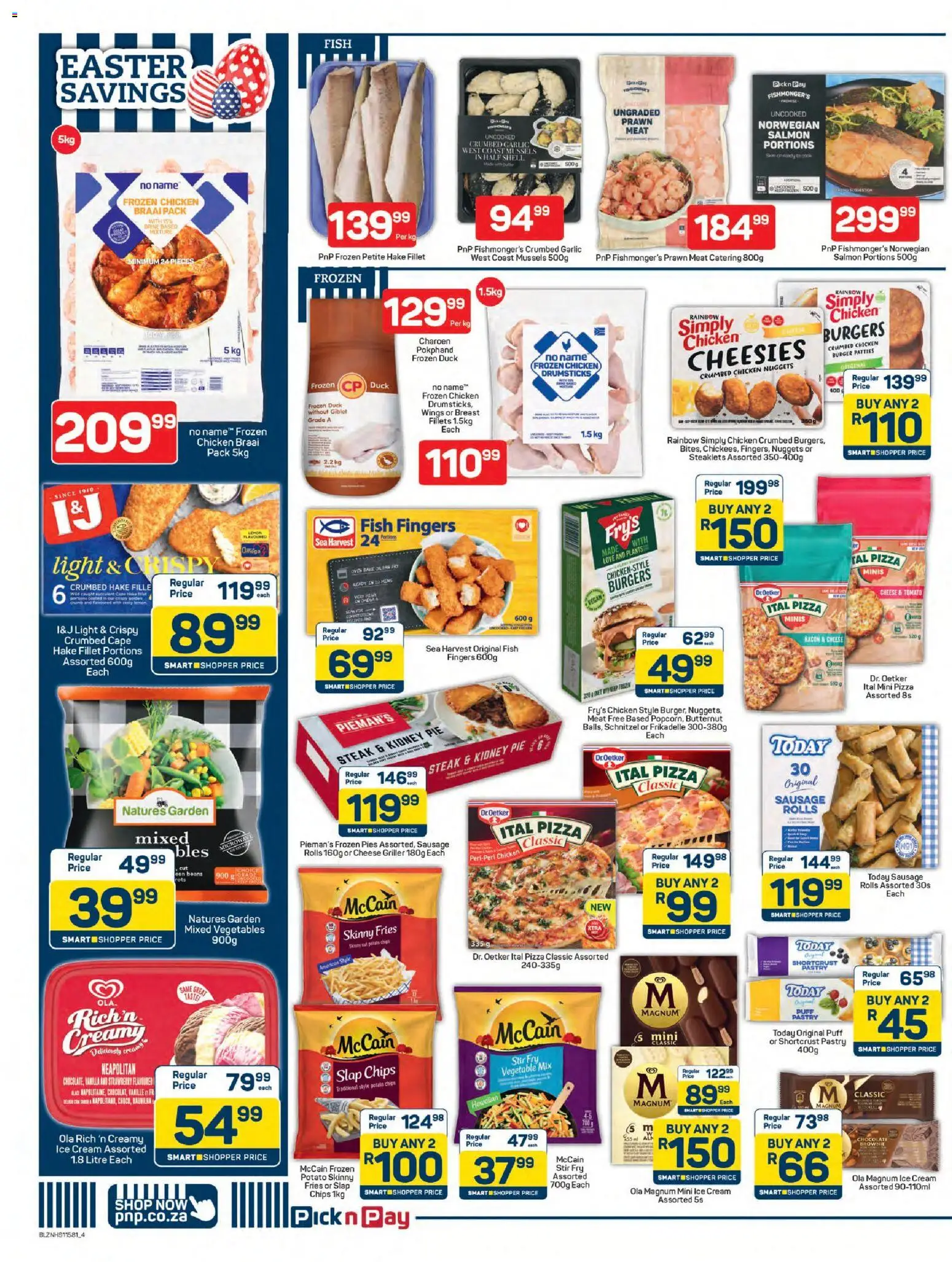 New Pick n Pay catalogue – valid from 25.03.2026 | Page: 4 | Products: Magdalenas, Cream, Sausage, Garlic