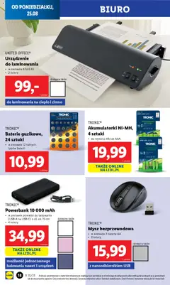 TRONIC® Powerbank 10 000 mAh, w zestawie przewód do ładowania (USB-A na USB-C) o dł. ok. 15 cm, 4 kolory, możliwość jednoczesnego ładowania nawet 3 urządzeń od 25.08.2025 | Strona: 18 | Produkty: Mysz, USB, Laminator, Powerbank