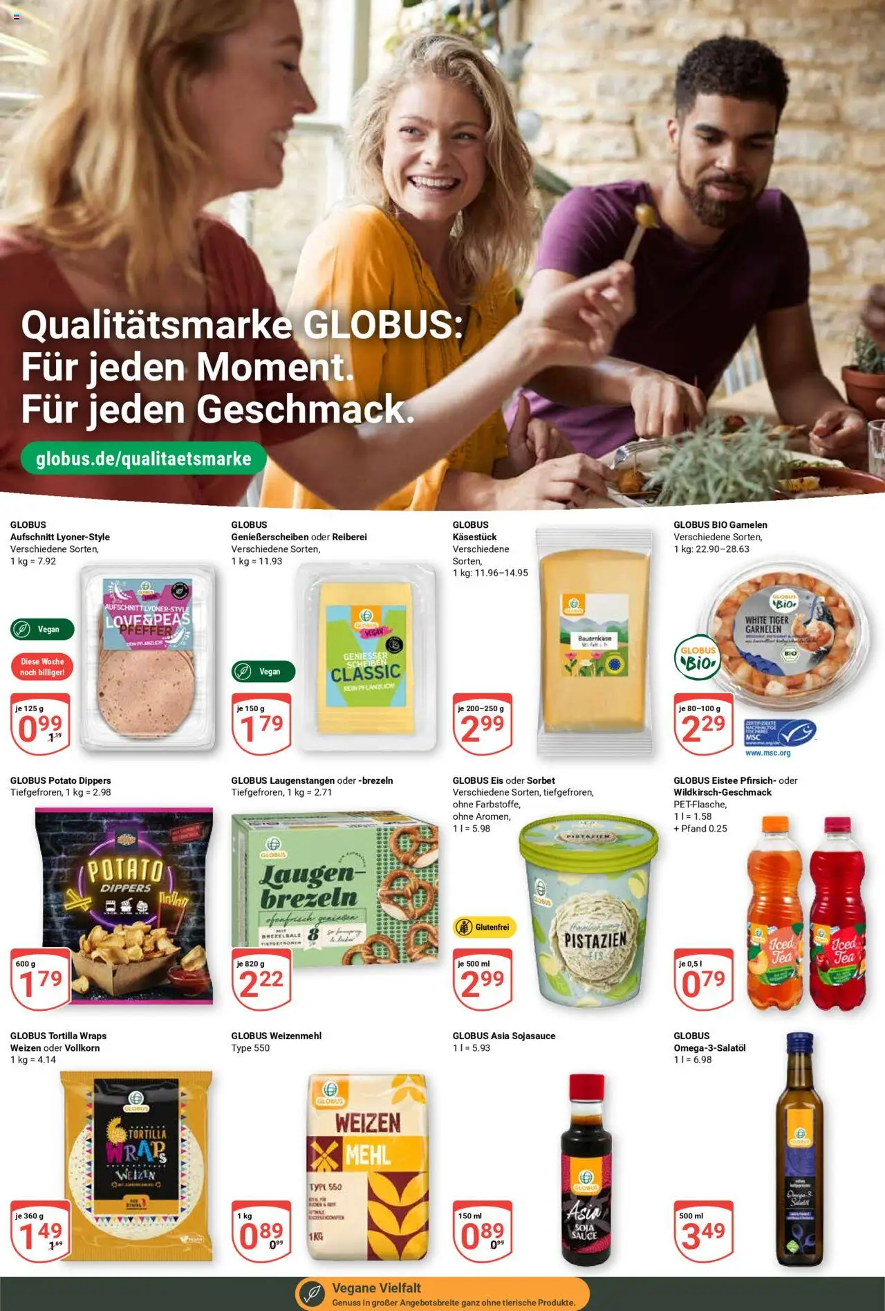 Globus Prospekt 	 - gültig ab dem 11.08.2025 | Seite: 10 | Produkte: Garnelen, Pistazien, Pfirsich, Eis
