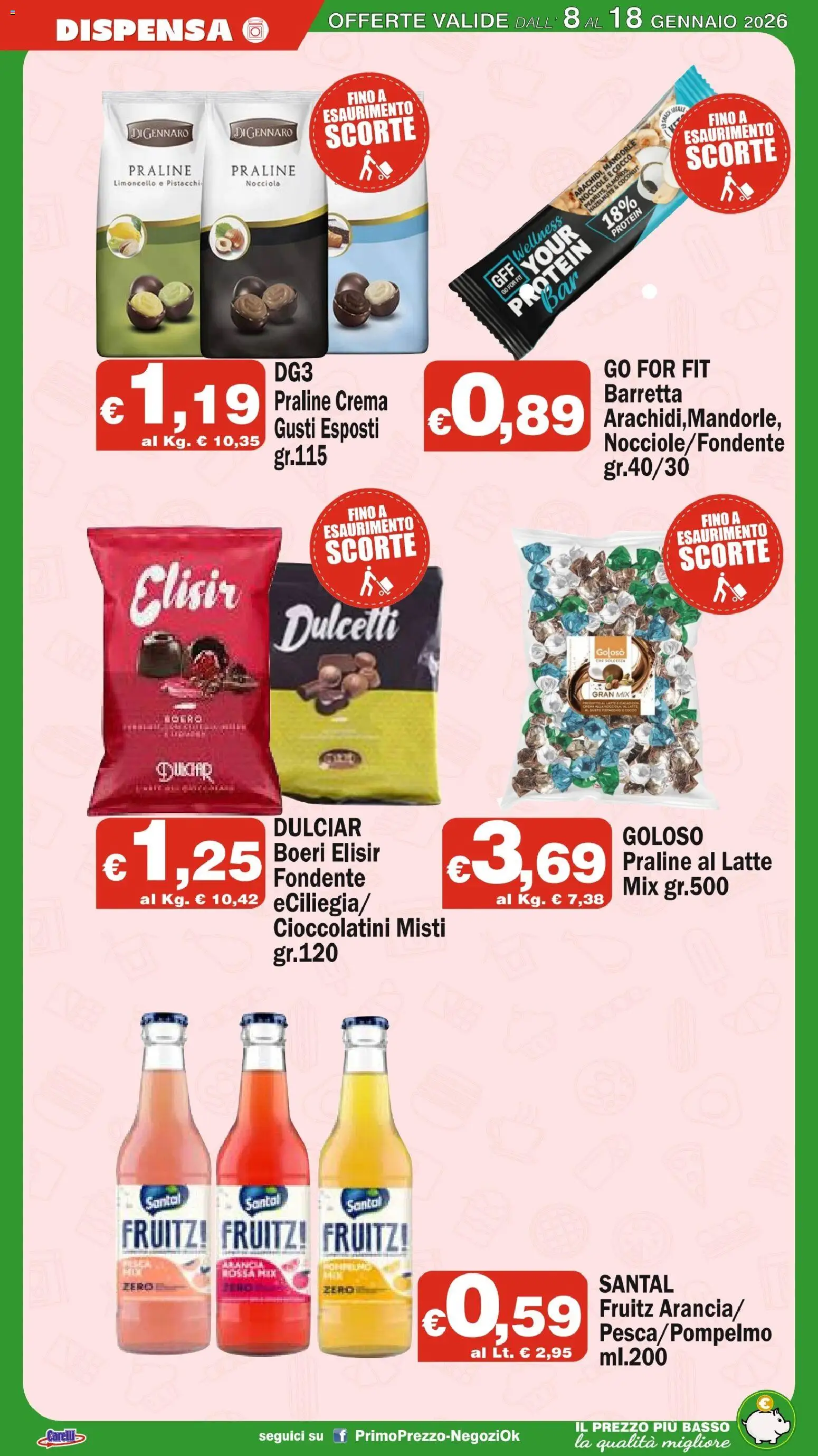 Volantino Primo Prezzo del 08.01.2026 | Pagina: 15 | Prodotti: Crema, Mandorle, Cocco, Cioccolatini