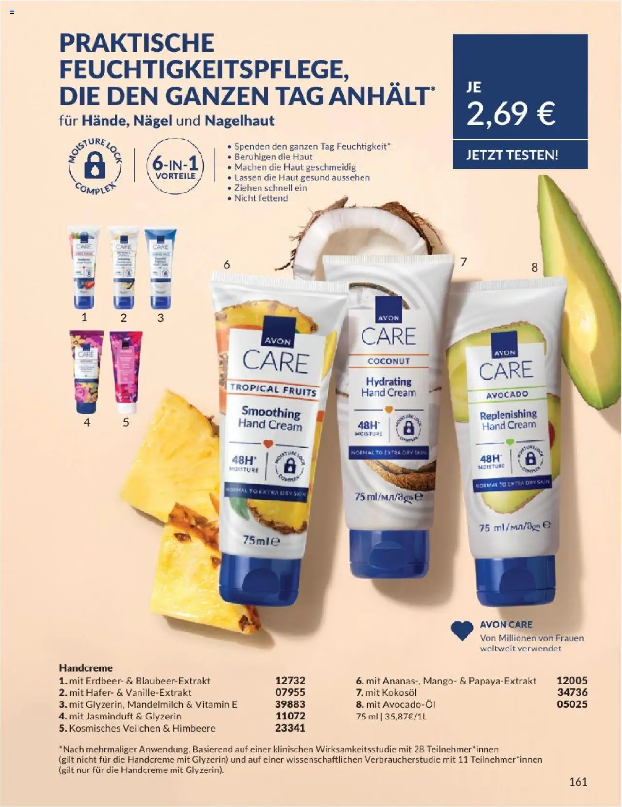 AVON Katalog August 2025 - gültig ab dem 01.08.2025 | Seite: 163 | Produkte: Handcreme, Avocado, Mango, Himbeere