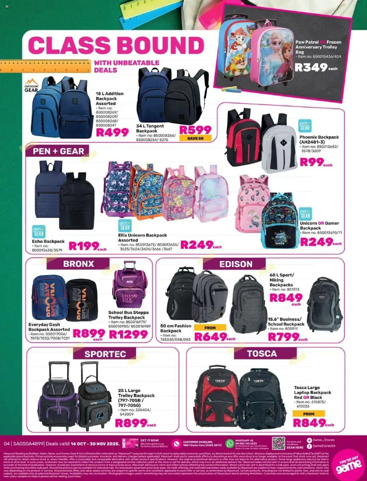Game Back To School valid from 14.10.2025 | Page: 4 | Products: Chips, Game, Backpack
