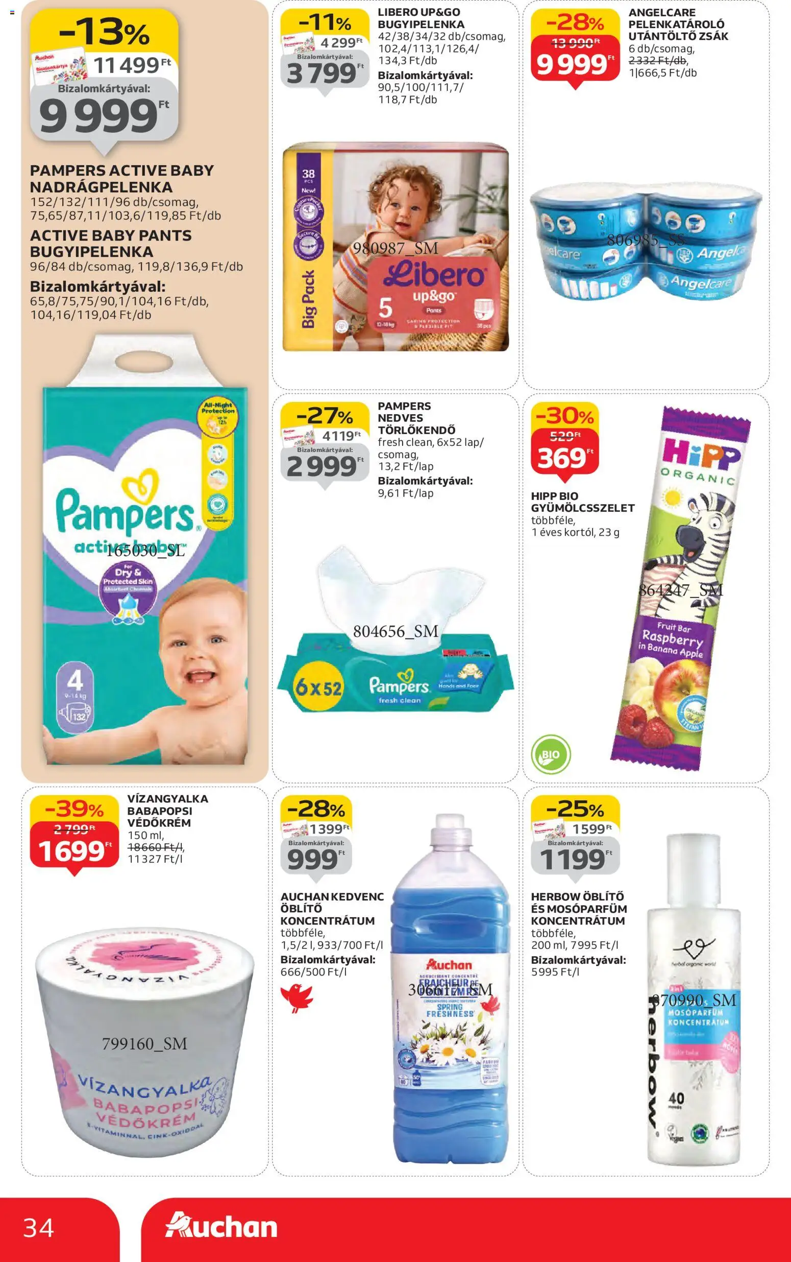 Auchan akciós ujság - amely érvényes a következő dátumtól: 06.11.2025 | Oldal: 34 | Termékek: Pampers, Törlőkendő, Öblítő