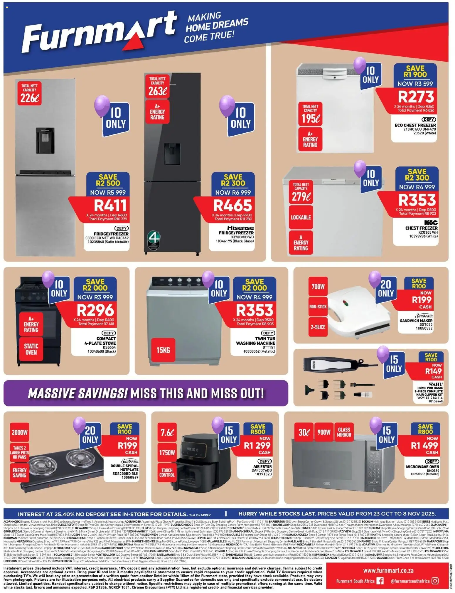 New Furnmart catalogue – valid from 23.10.2025 | Page: 4 | Products: Fryer, TV, Hair clipper, Chest freezer