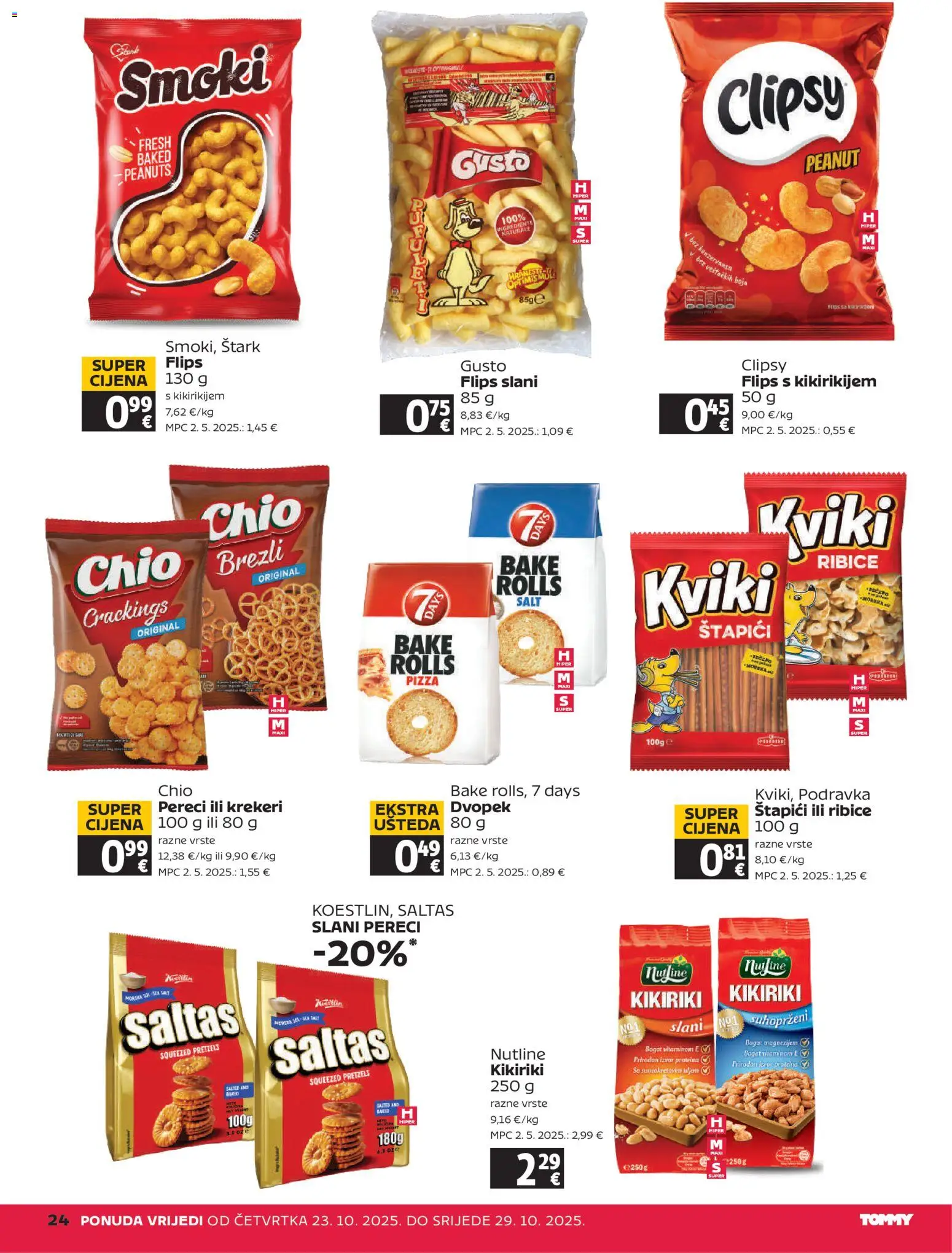 Tommy katalog | vrijedi od 23.10.2025 | Stranica: 24 | Proizvodi: Flips, Podravka, Dvopek, Sol
