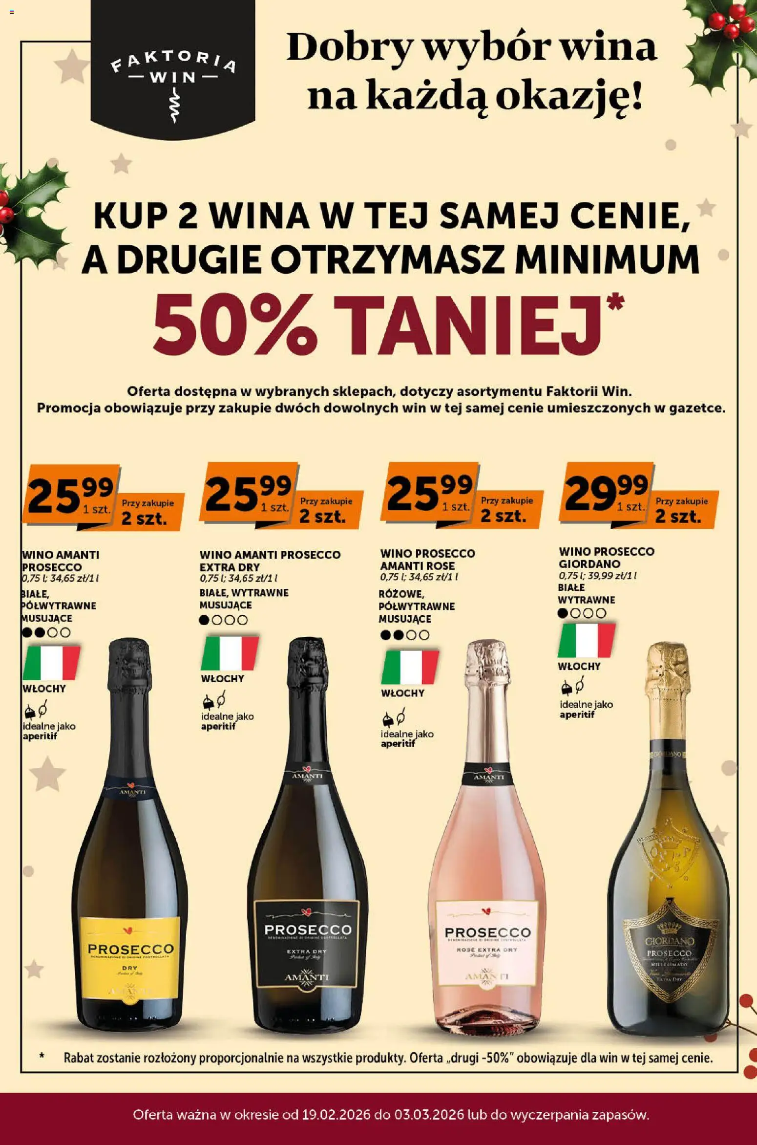 ABC Gazetka - Faktoria win od 19.02.2026 | Strona: 1 | Produkty: Wino, Prosecco
