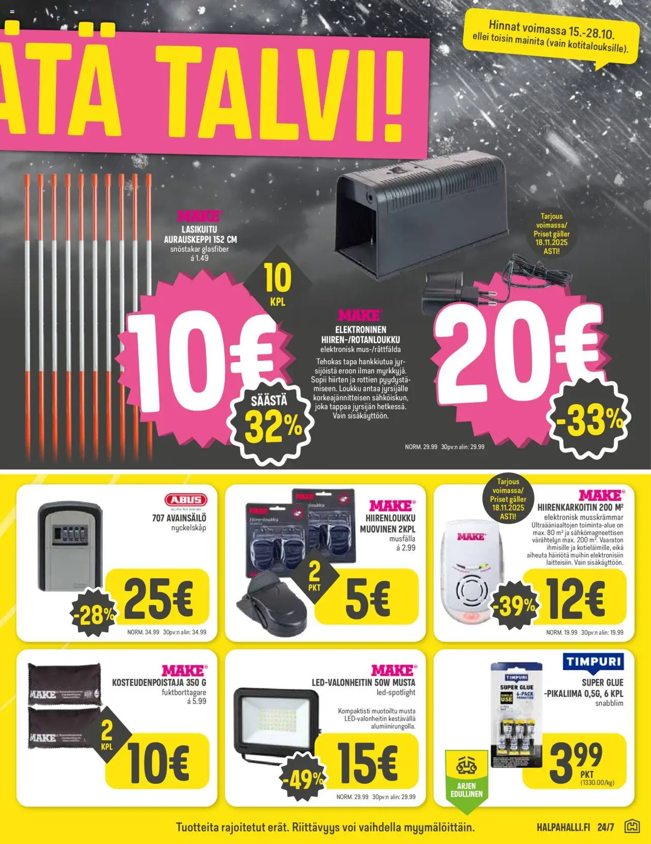 Halpa Halli tarjoukset – voimassa 15.10.2025 alkaen | Sivu: 11 | Tuotteet: Voi, Pikaliima, Hiirenloukku