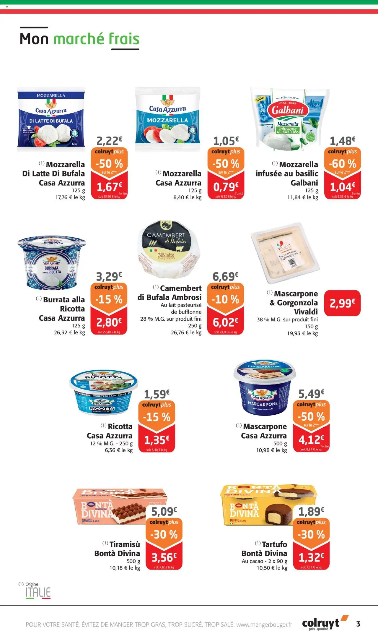  | Page: 3 | Produits: Mozzarella, Mascarpone, Ricotta, Camembert