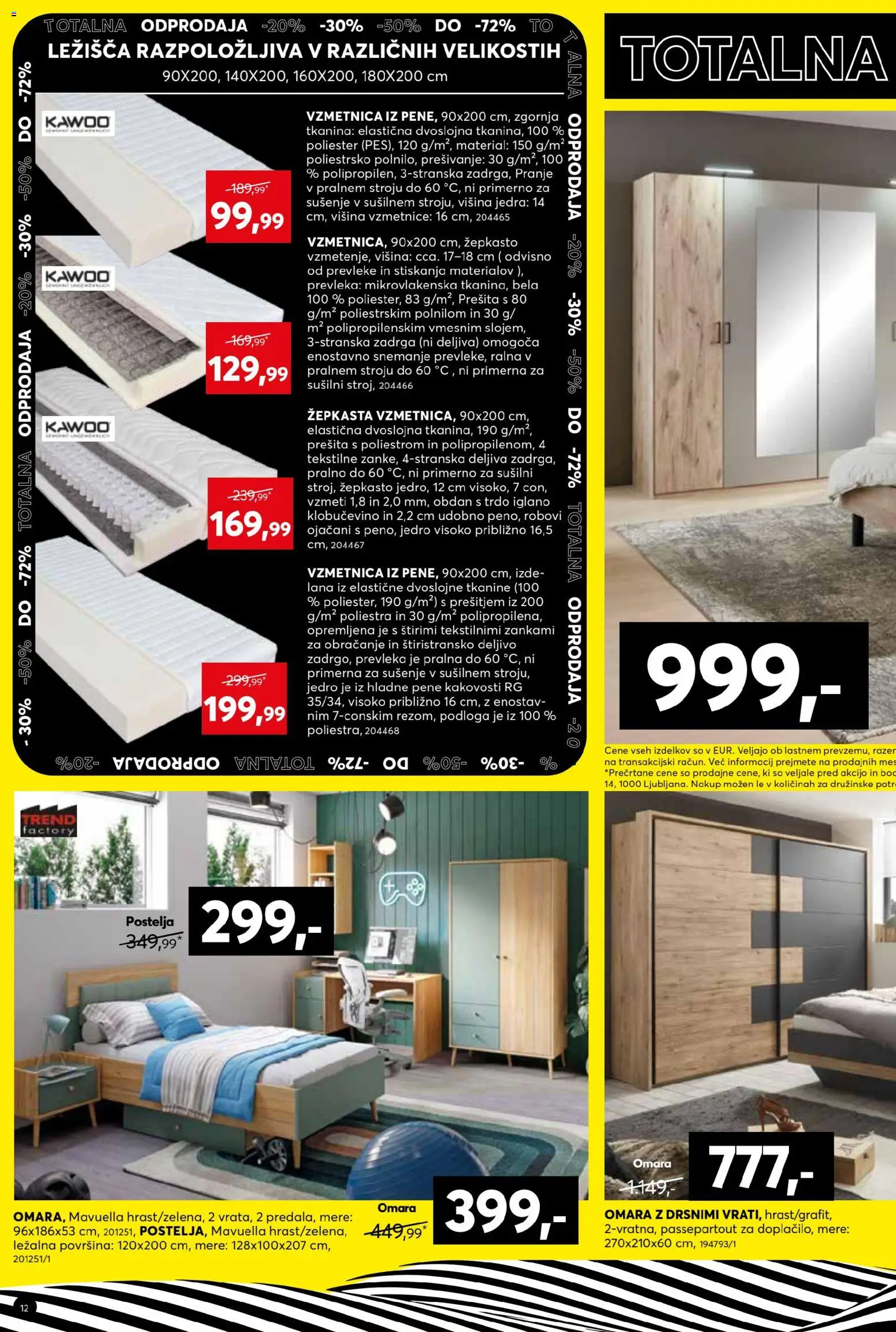 Novi Dipo katalog ponudbe – veljaven od 14.01.2026 | Stran: 12 | Izdelki: Postelja, Prevleka, Omara, Podloga