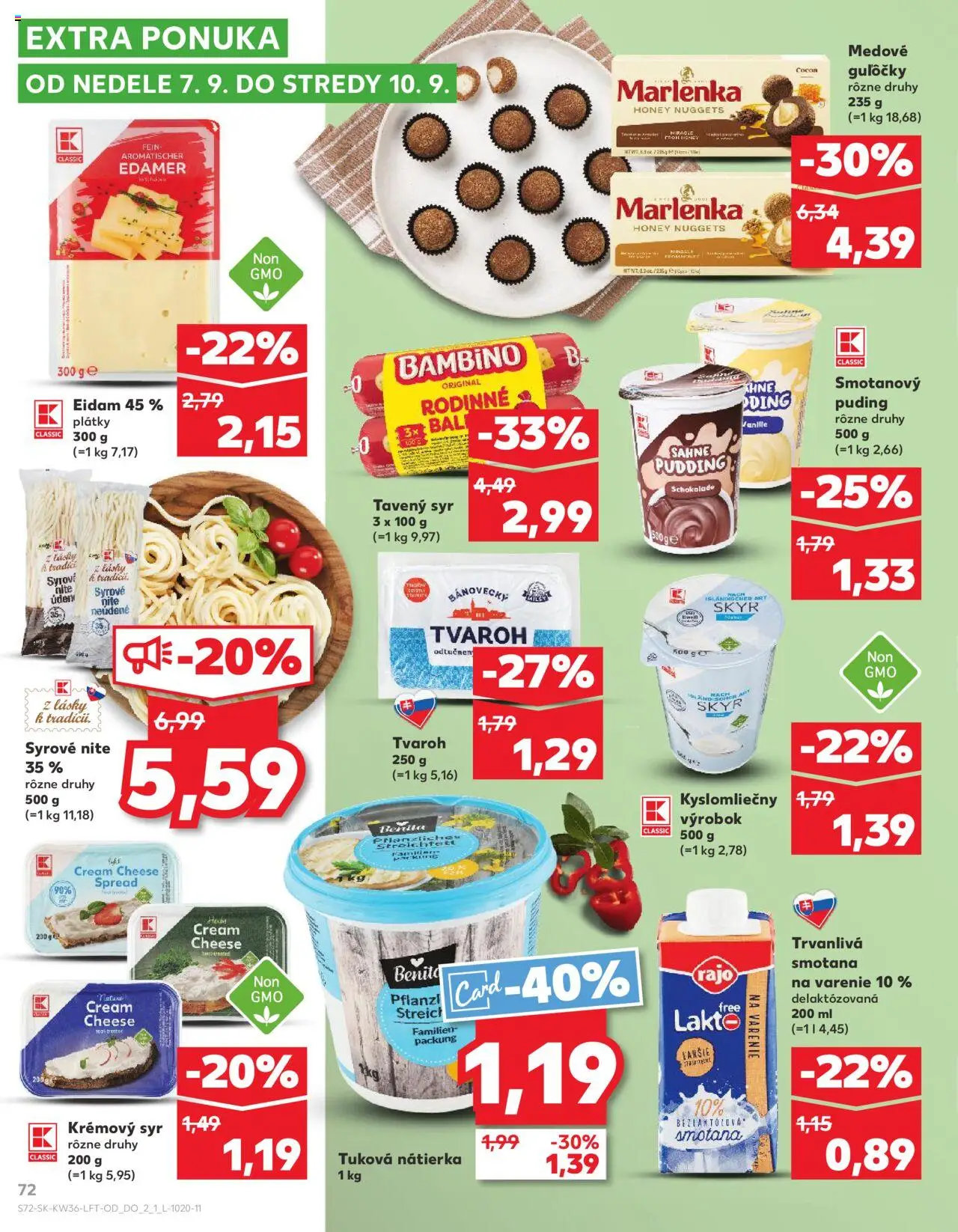 Kaufland Topolcany - Krusovce │ platný od 04.09.2025 | Strana: 72 | Produkty: Syr, Smotana, Puding, Marlenka