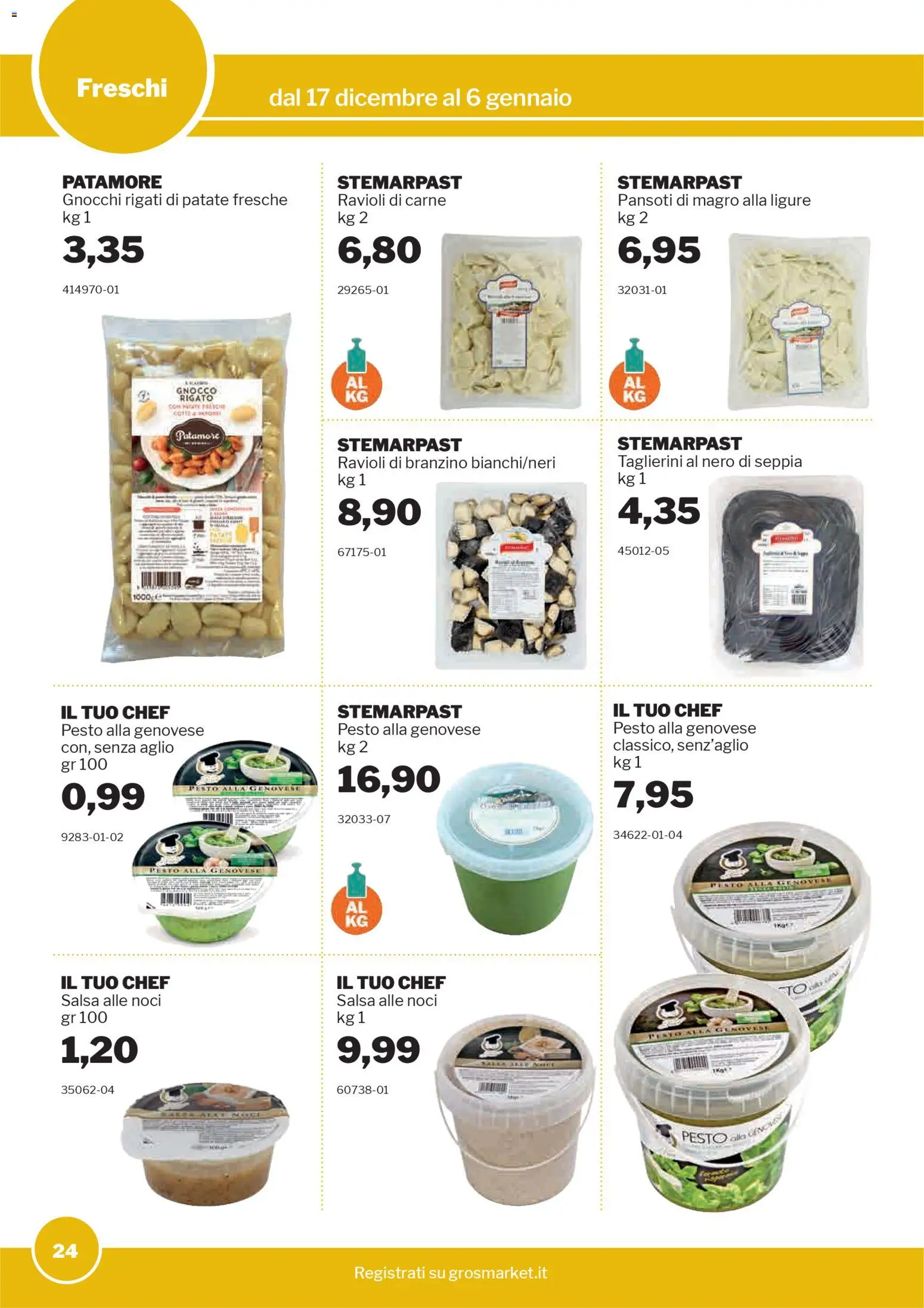 Volantino Sogegross del 17.12.2025 | Pagina: 24 | Prodotti: Patate, Salsa, Ravioli, Gnocchi