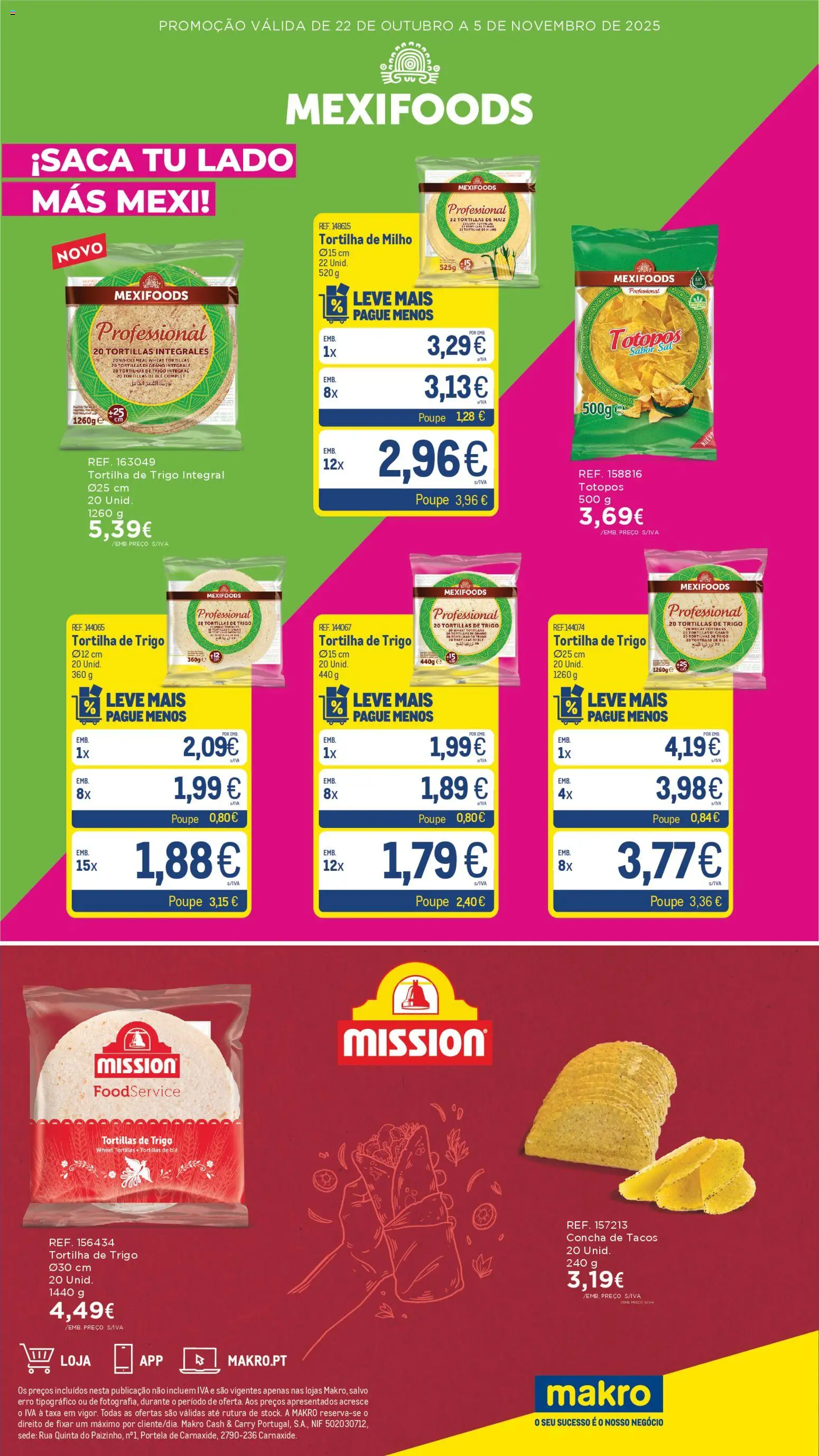 Makro Monofolha Mexifoods │ válido de 22.10.2025 | Página: 1 | Produtos: Milho