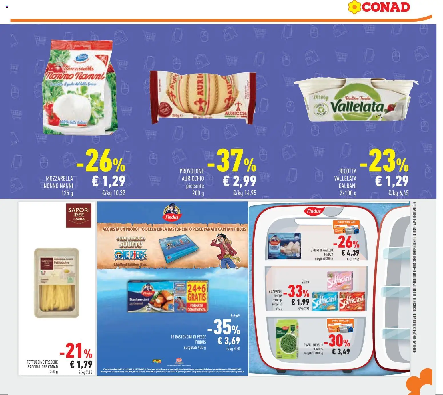 Volantino Conad del 11.03.2026 | Pagina: 29 | Prodotti: Provolone, Mozzarella, Ricotta, Fettuccine