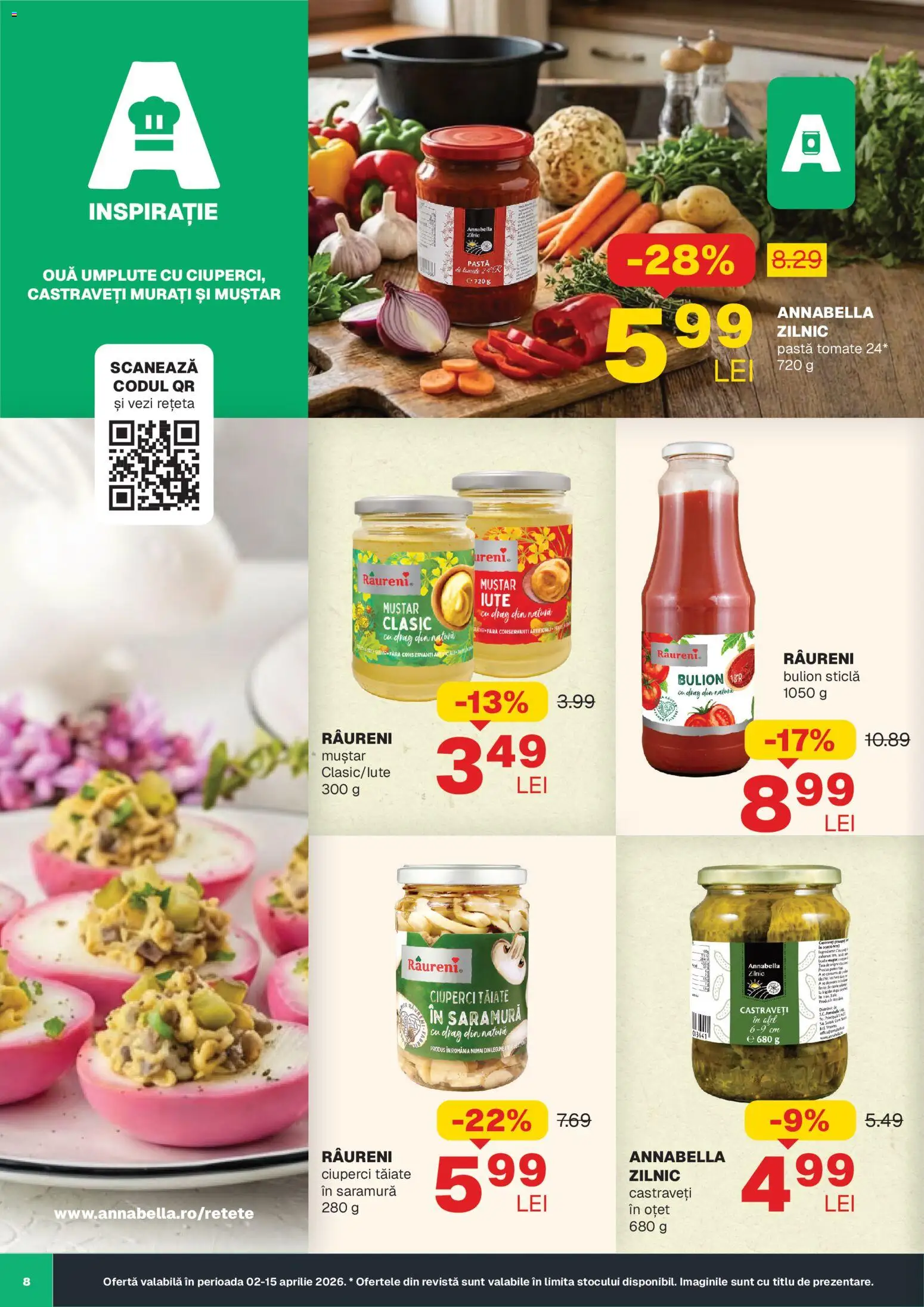 Noul catalog Annabella – valabil de la 02.04.2026 | Pagină: 8 | Produse: Ouă, Oțet, Castraveți, Legume