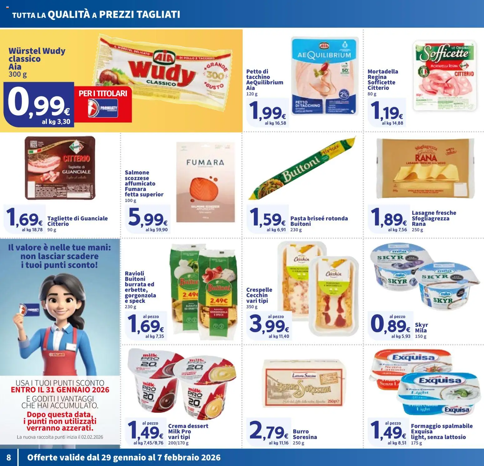 Volantino SIGMA del 29.01.2026 | Pagina: 8 | Prodotti: Tacchino, Burro, Mortadella, Ravioli
