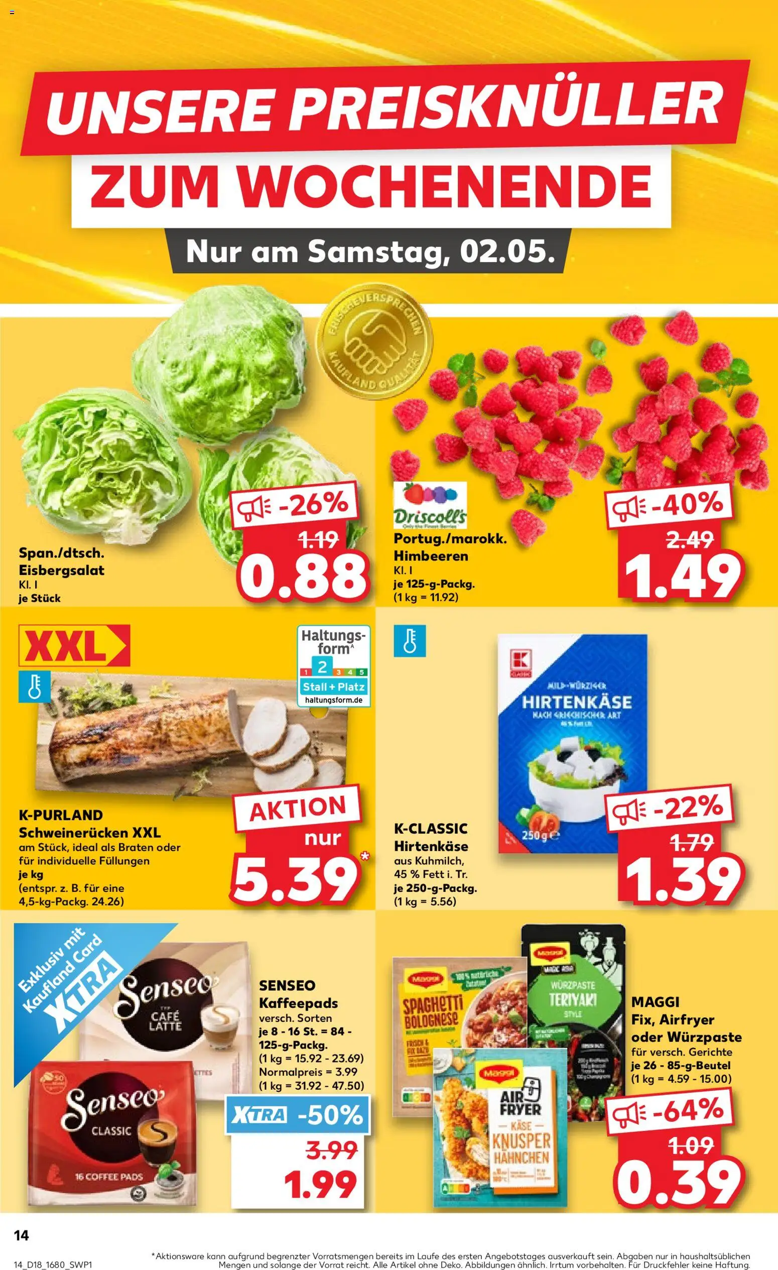 Kaufland Prospekt Speyer	 – gültig ab 30.04.2026 | Seite: 14 | Produkte: Himbeeren, Hahnchen, Maggi, Schweinerucken