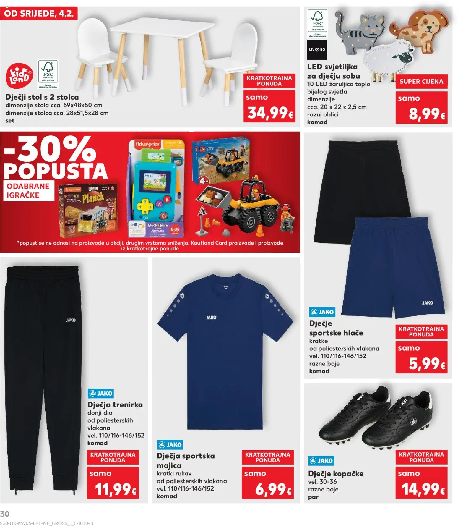 Kaufland katalog | vrijedi od 04.02.2026 | Stranica: 30 | Proizvodi: Stol, Svjetiljka, Kopačke, Majica