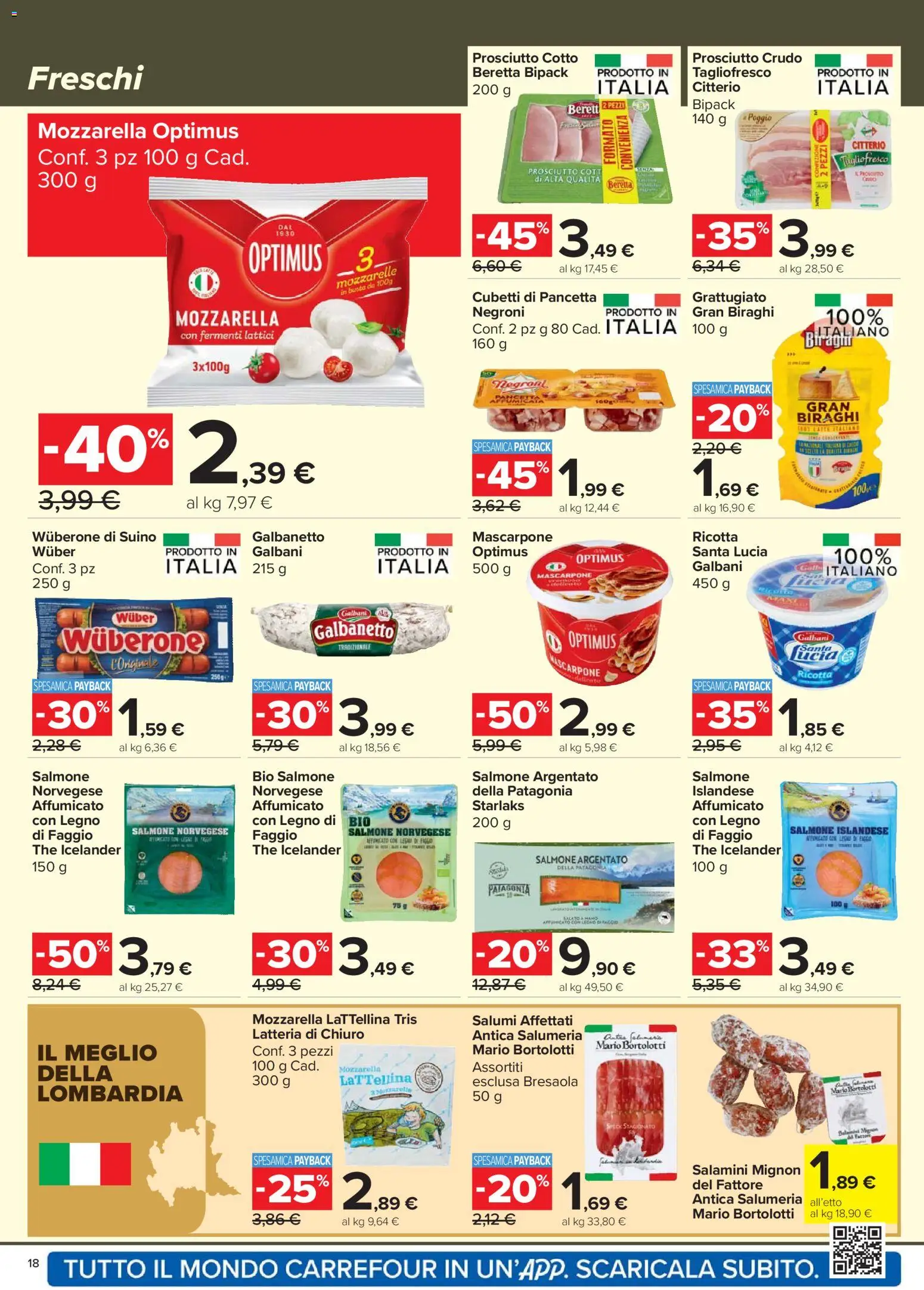 Volantino Carrefour del 24.03.2026 | Pagina: 18 | Prodotti: Bresaola, Prosciutto, Ricotta, Mascarpone