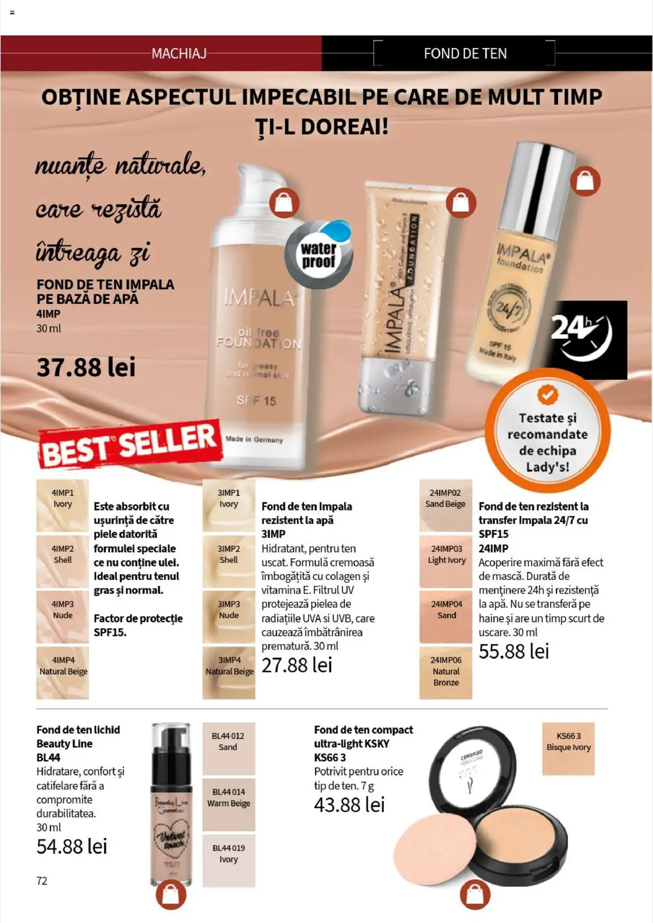 Noul catalog Lady’s – valabil de la 25.09.2025 | Pagină: 74 | Produse: Fond de ten, Machiaj, Haine, Apă