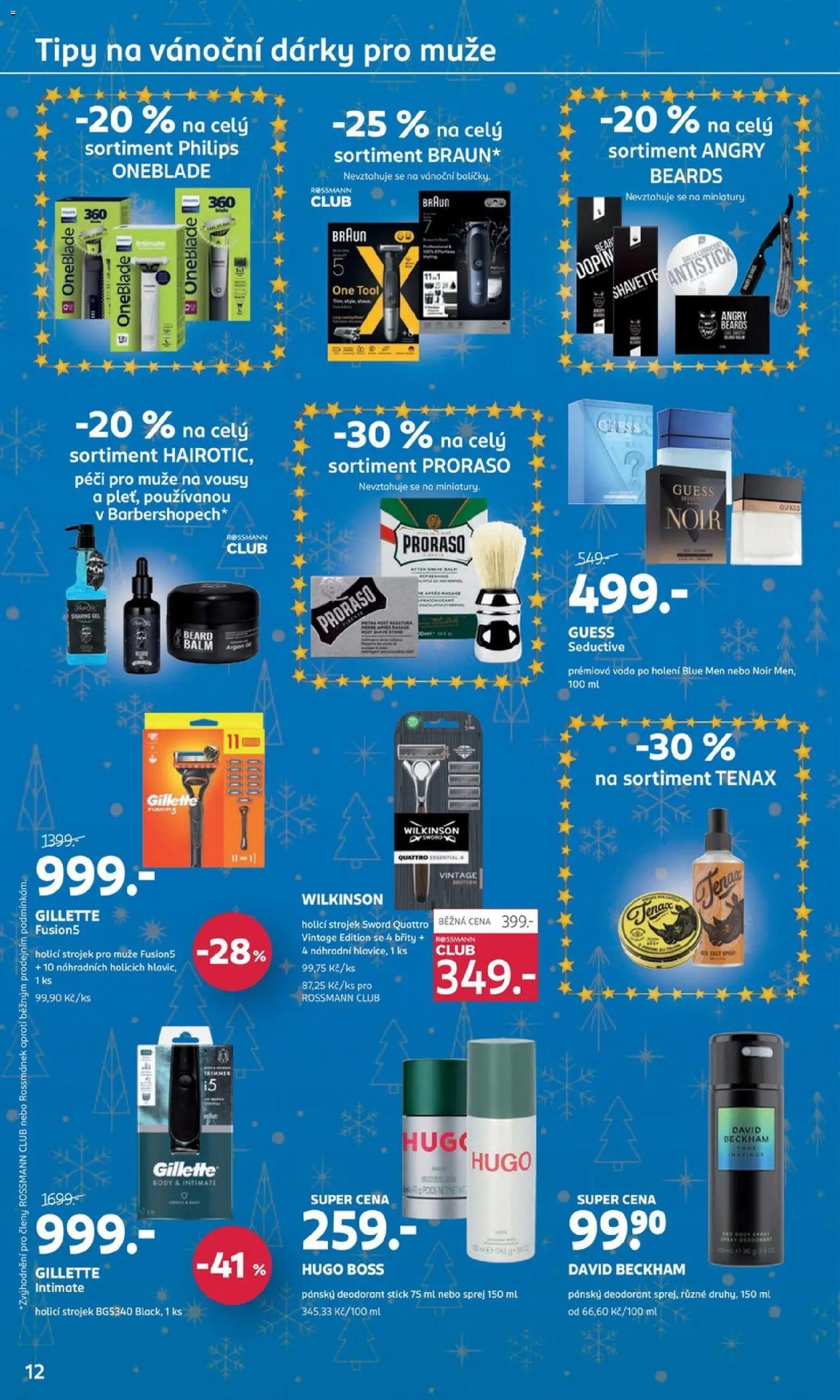 Rossmann katalog - Vánoce od 19.11.2025 | Strana: 12 | Produkty: Voda po holení, Deodorant, Philips oneblade, Body