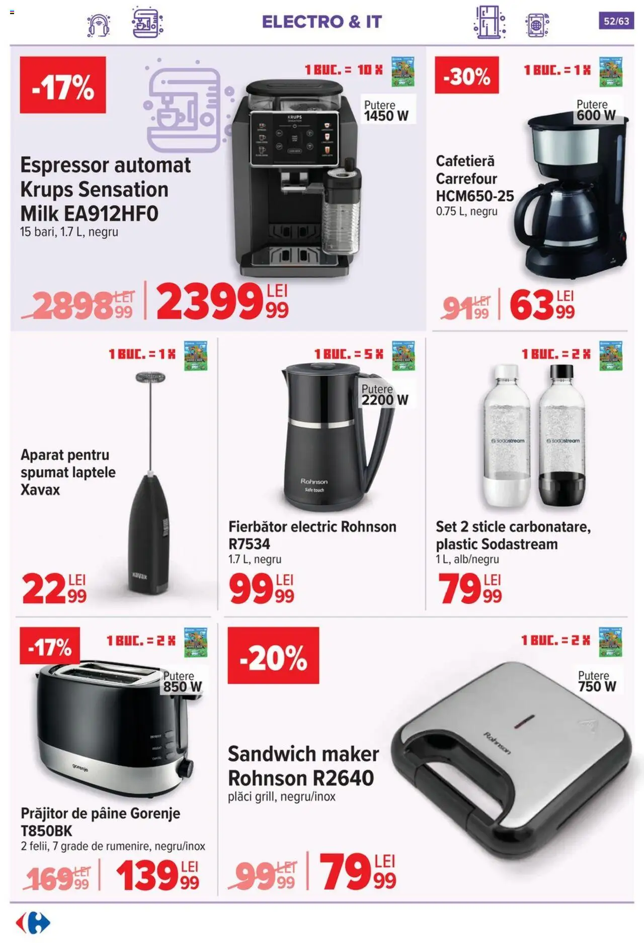 Noul catalog Carrefour – valabil de la 17.09.2025 | Pagină: 52 | Produse: Espressor, Cafetieră, Pâine
