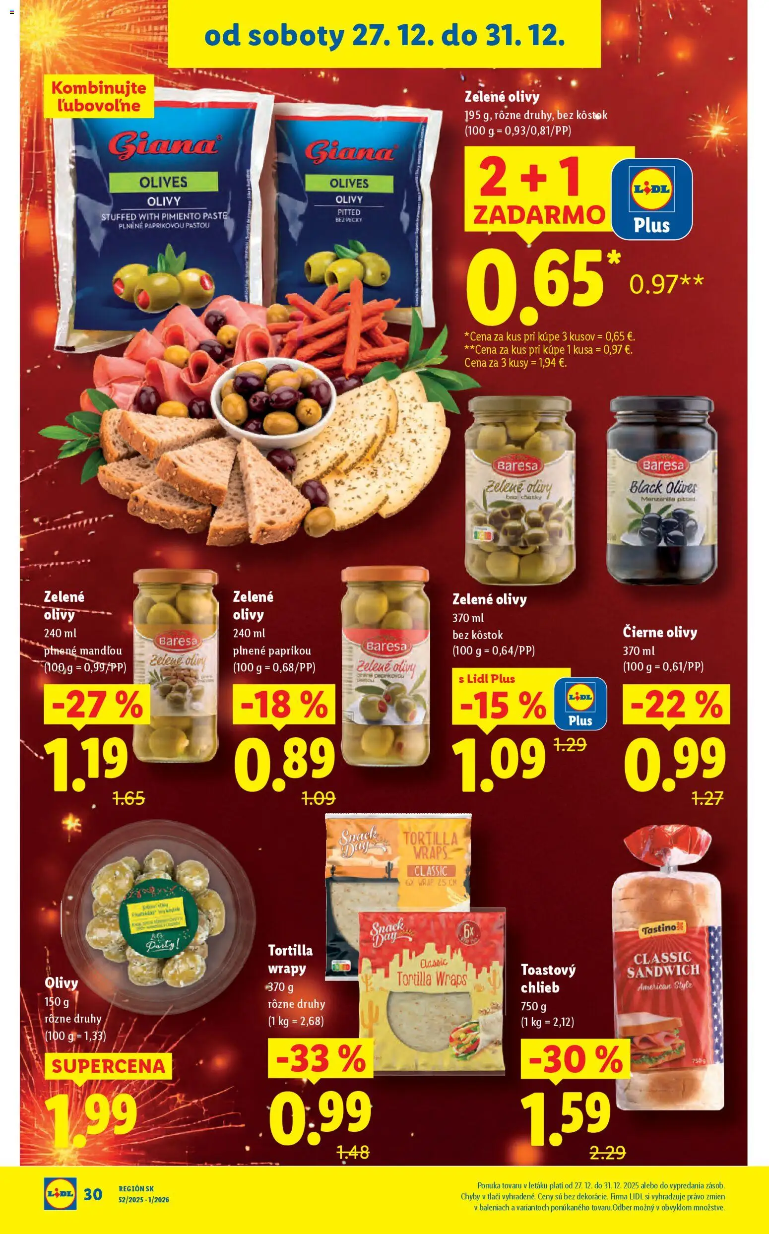 Nové Lidl akcie – leták je platný od 27.12.2025 | Strana: 34 | Produkty: Chlieb, Tortilla