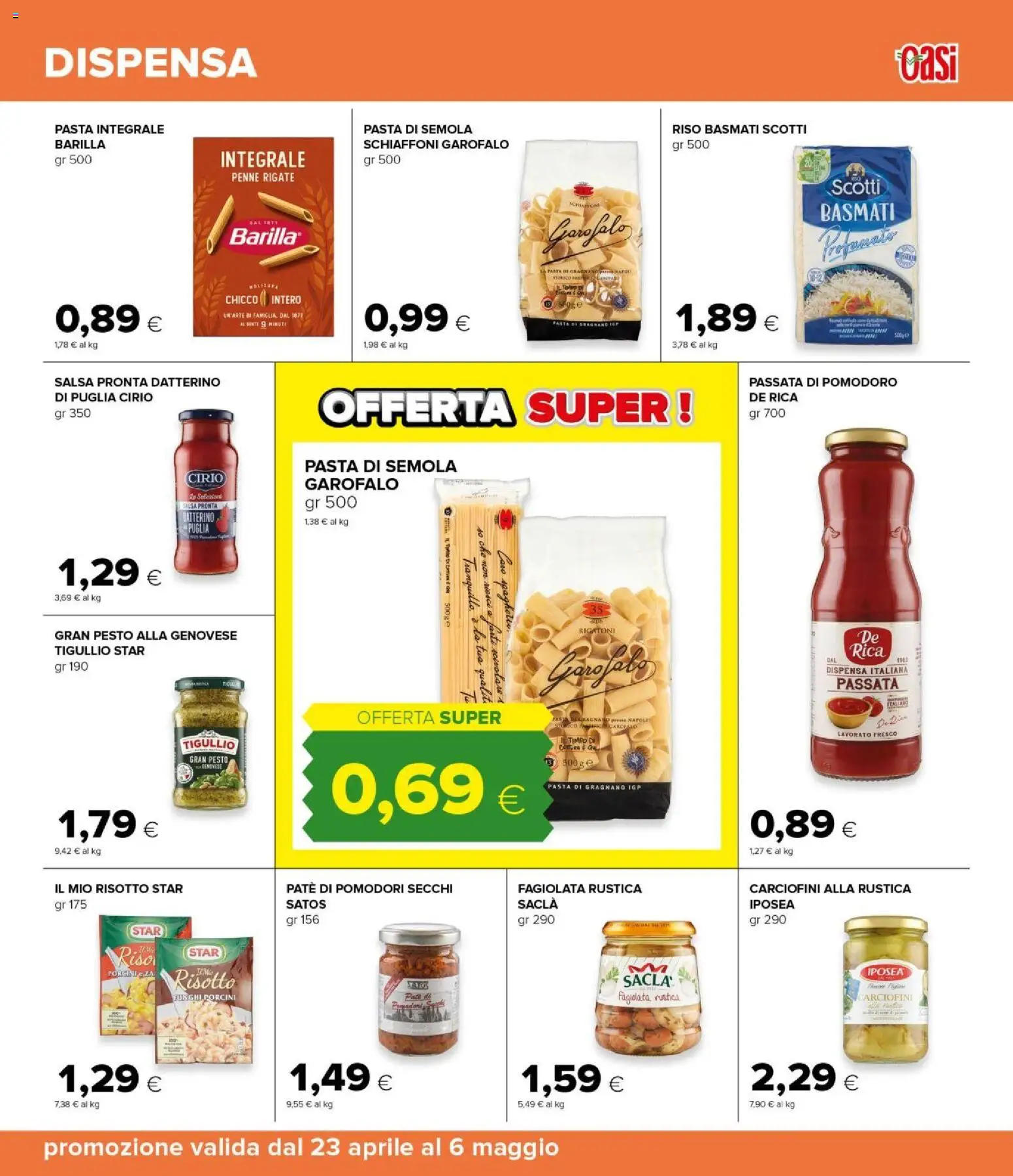 Volantino Oasi del 23.04.2026 | Pagina: 21 | Prodotti: Paté, Riso, Pasta, Passata di pomodoro