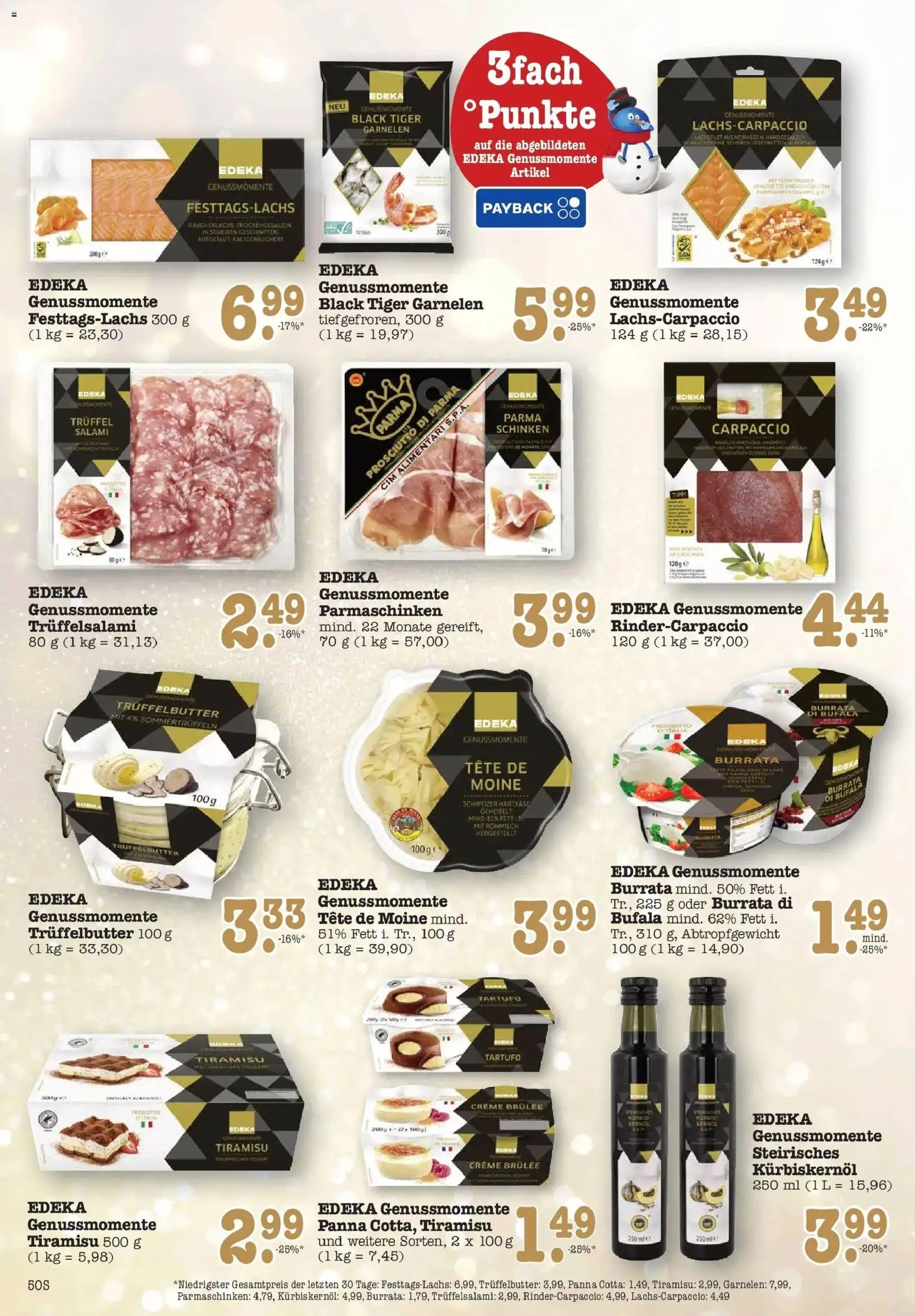 Edeka prospekt Offenbach	 – gültig ab 14.12.2025 | Seite: 50 | Produkte: Butter, Garnelen, Creme, Salami