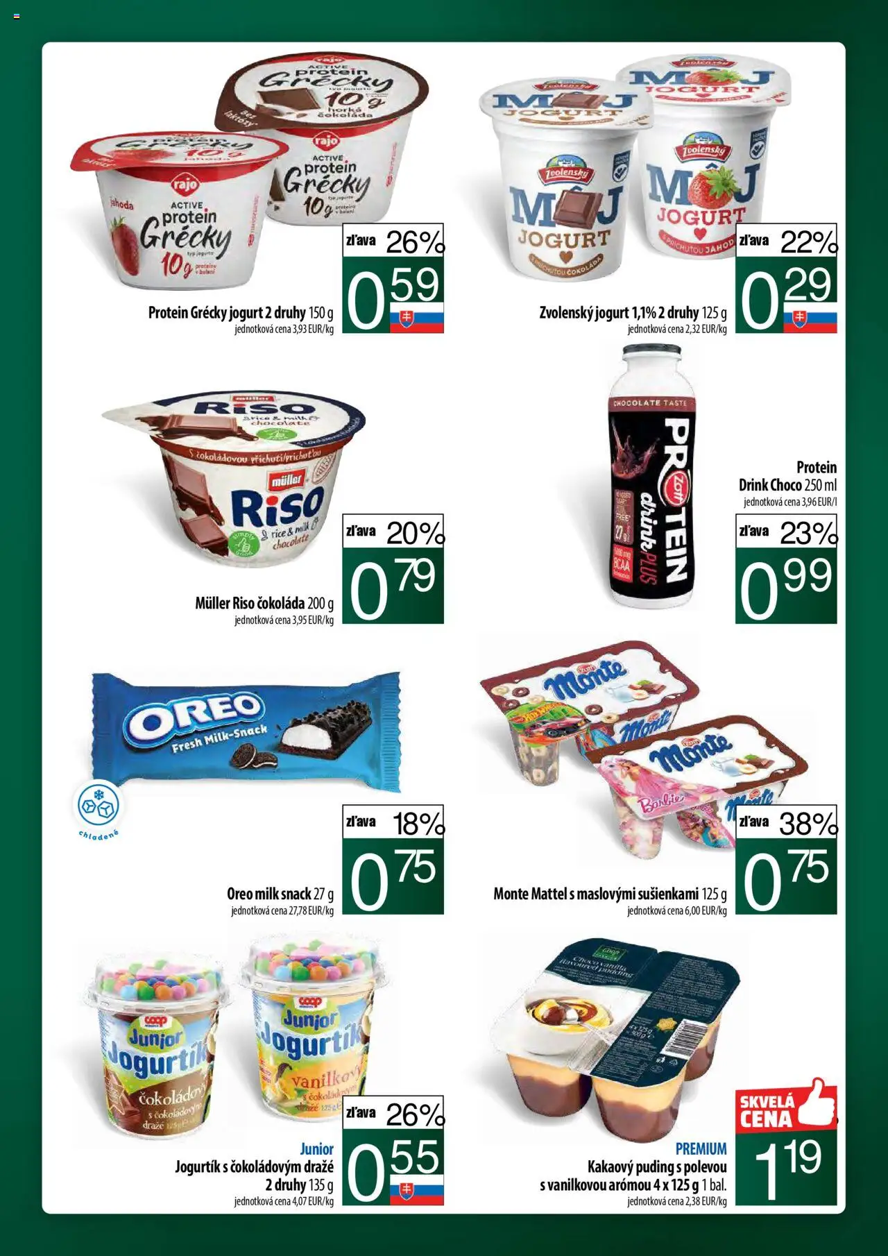 Nové COOP Jednota akcie – leták je platný od 11.09.2025 | Strana: 21 | Produkty: Jogurt, Protein, Grécky jogurt, Čokoláda