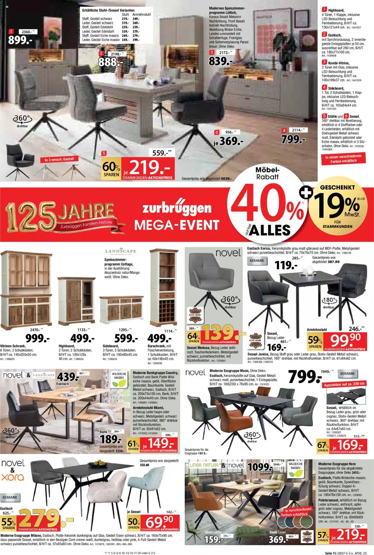 Zurbrüggen Mega- Event - gültig ab dem 21.07.2025 | Seite: 13 | Produkte: Essgruppe, Sessel, Stuhl, Äpfel