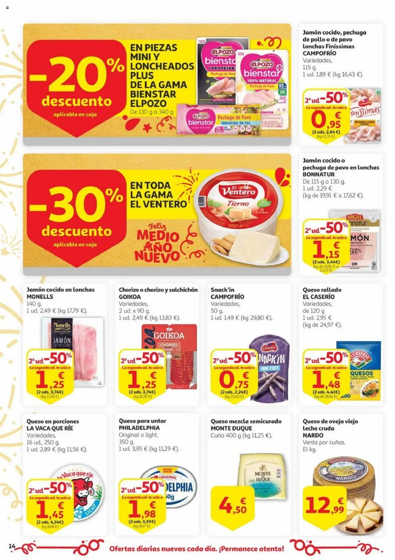 Alcampo - Aniversario │ válido desde el 03.06.2025 | Página: 14 | Productos: Queso de oveja, Jamón cocido, Queso rallado, Té