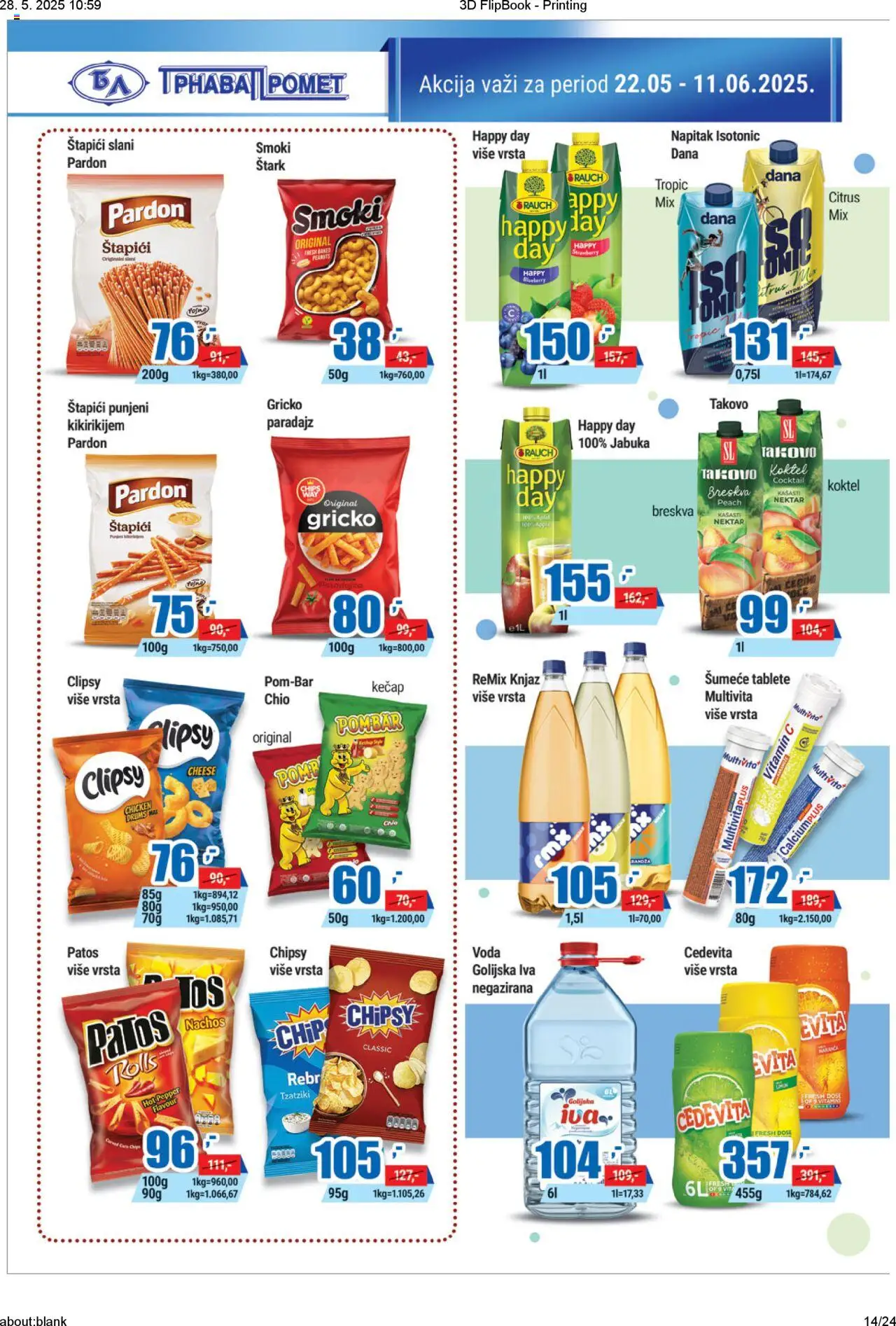 Trnava Promet katalog - važi od 22.05.2025 | Strana: 14 | Proizvode: Smoki, Cedevita, Voda, Breskva