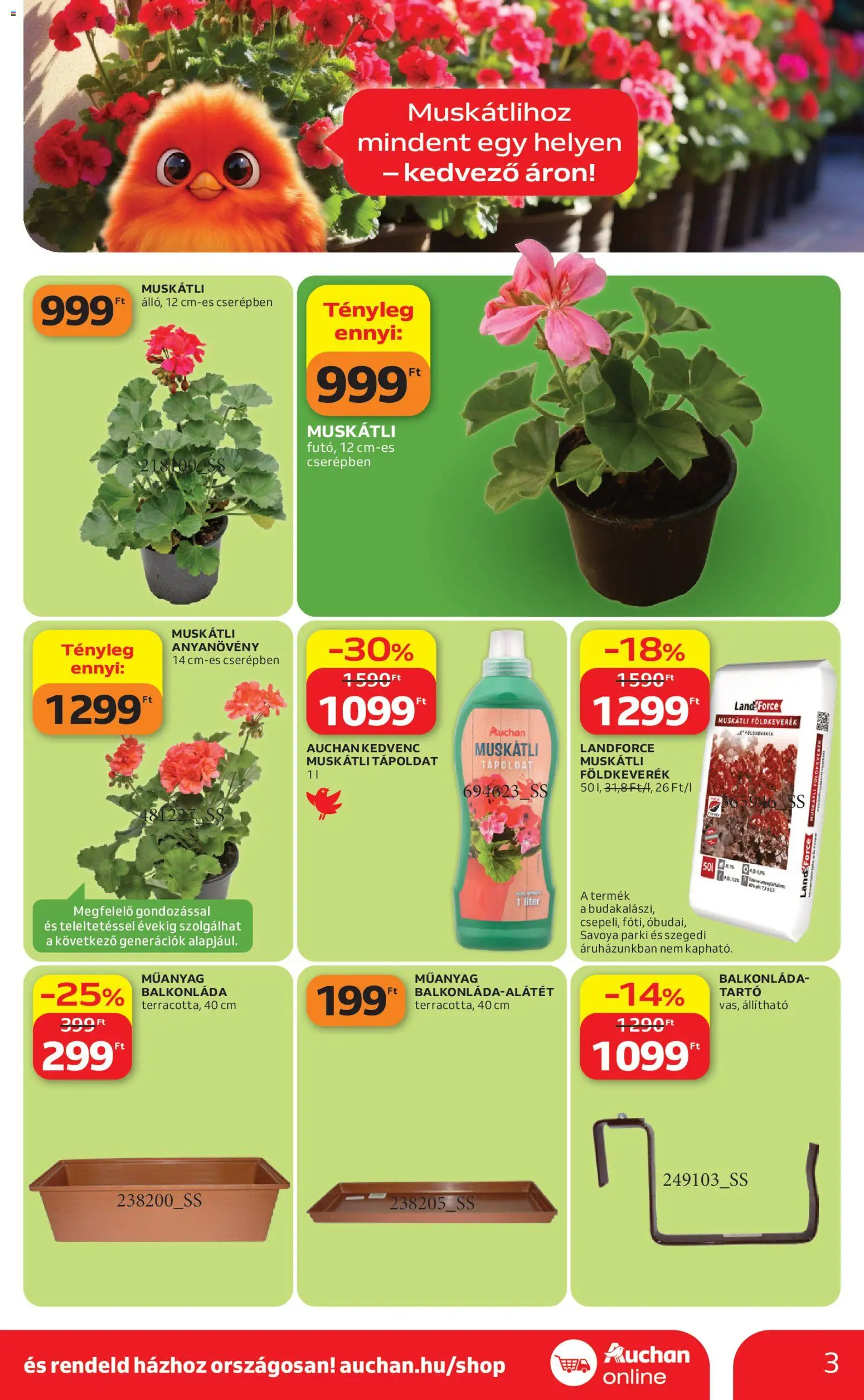 Auchan akciós ujság - amely érvényes a következő dátumtól: 16.04.2026 | Oldal: 3 | Termékek: Tápoldat, Balkonláda