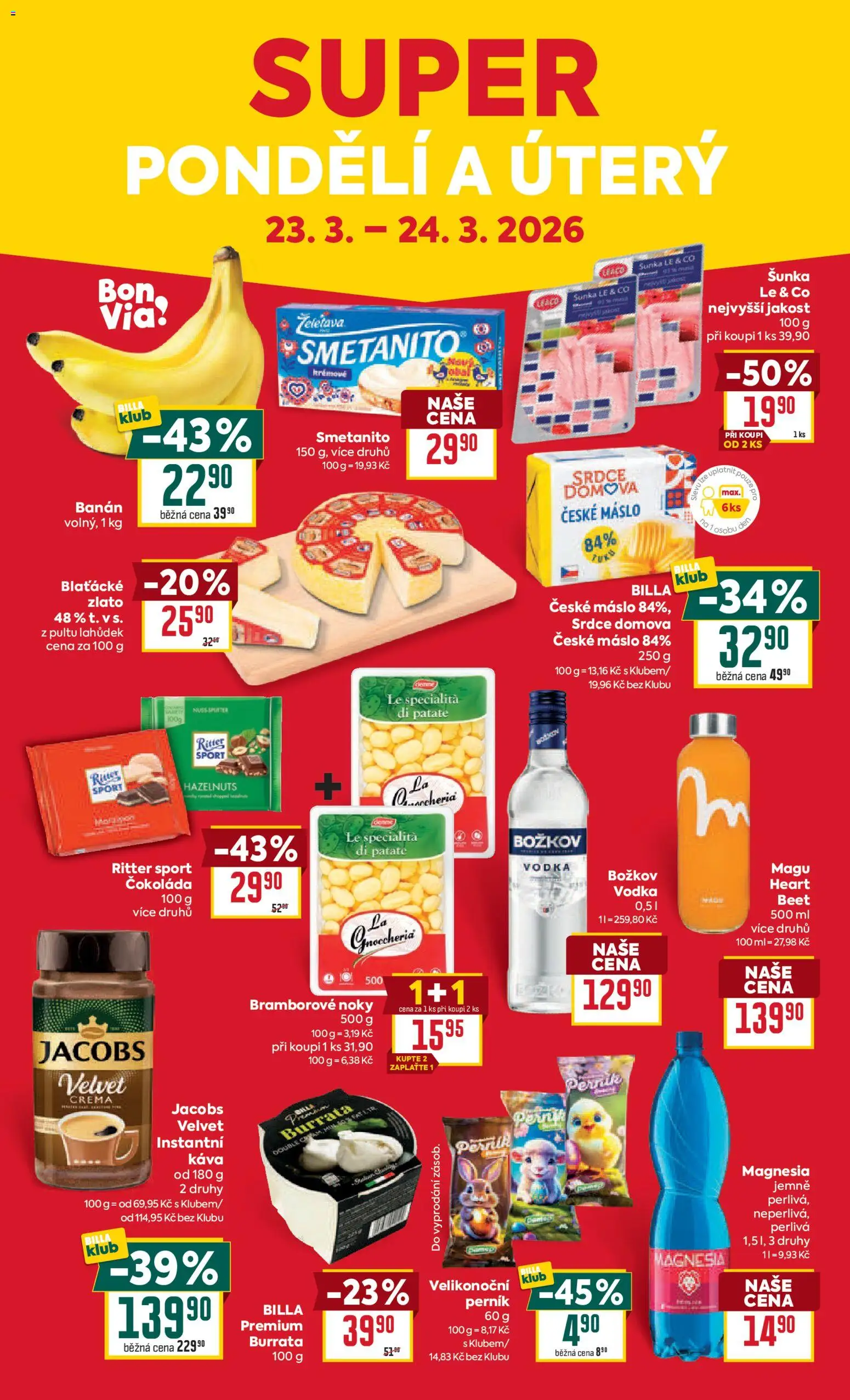Billa Velký leták od 18.03.2026 | Strana: 34 | Produkty: České máslo, Banán, Ritter Sport, Velvet