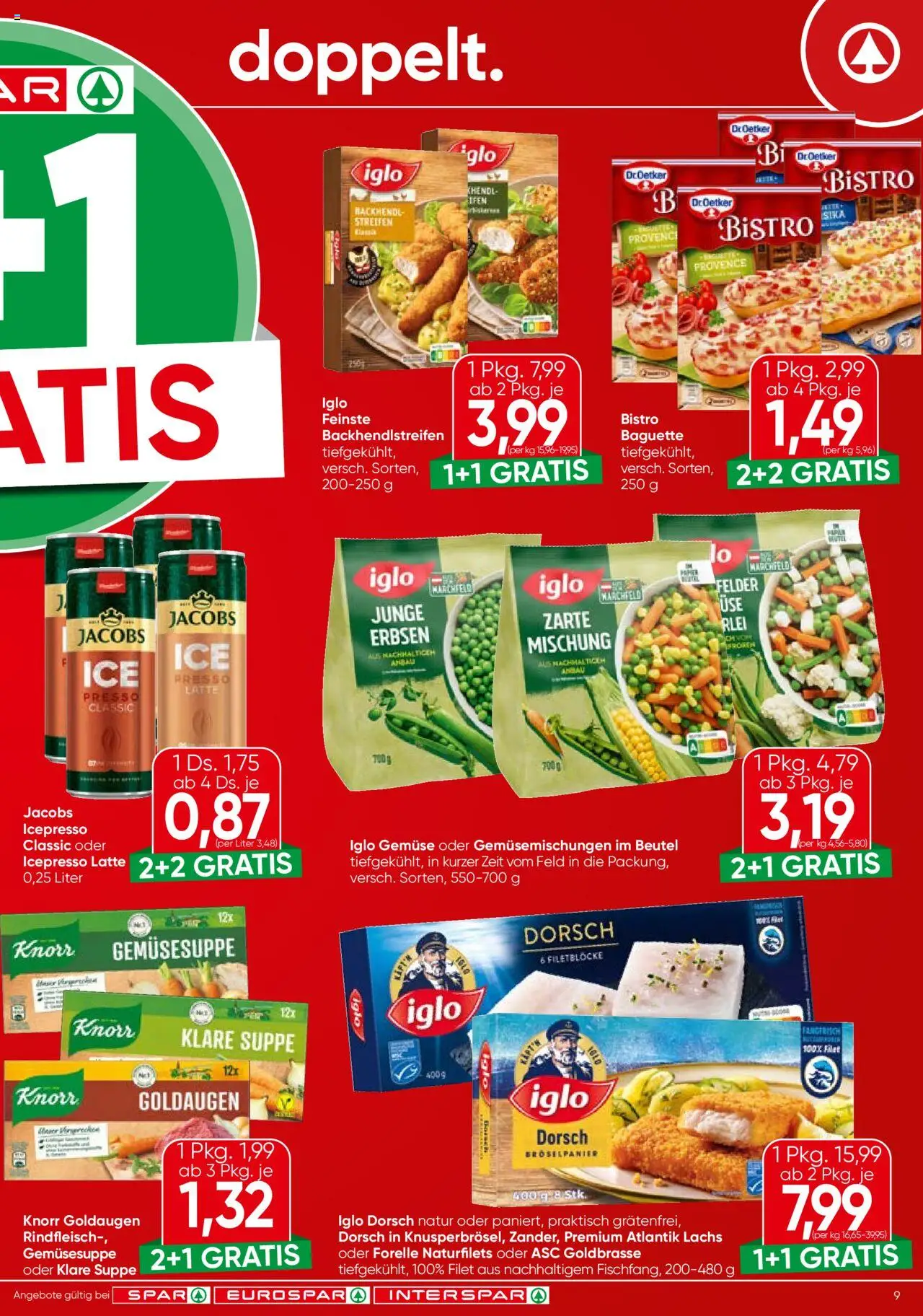 Spar Flugblatt - Niederösterreich gültig ab 14.08.2025 | Seite: 9 | Produkte: Gemüse, Erbsen, Jääkaappipakastin, Rindfleisch