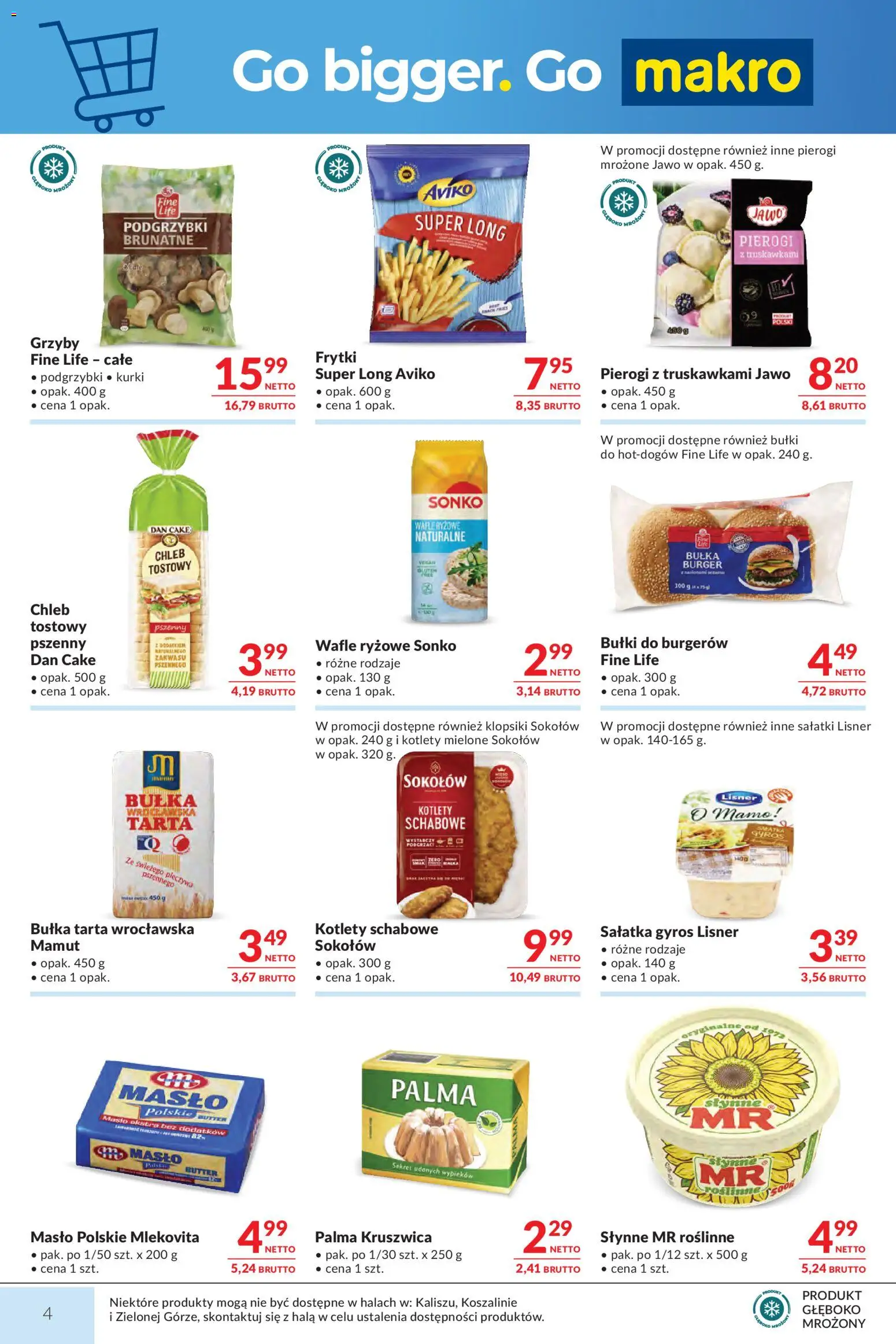 Makro Gazetka od 03.03.2026 | Strona: 4 | Produkty: Wafle ryżowe, Bułka, Masło, Frytki