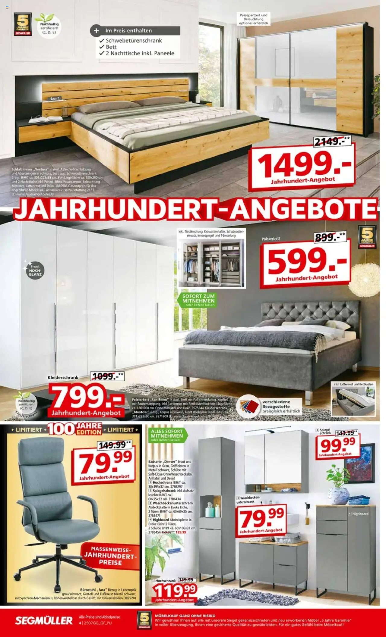 Segmüller Prospekt 	 - gültig ab dem 20.07.2025 | Seite: 4 | Produkte: Matratze, Schrank, Waschbecken, Spiegelschrank