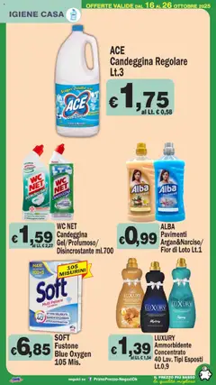 Anteprima del volantino Volantino Primo Prezzo	 valido a partire dal 16.10.2025 | Pagina: 21 | Prodotti: Candeggina, Bicarbonato, Lavatrice, WC